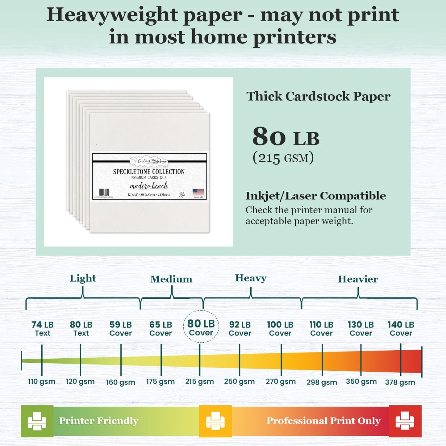 Cardstock Warehouse Speckletone Madero Beach Sand Card Stock Paper – 25 Sheets, 12 x 12", 80 lb/215 gsm – 100% Recycled, Premium Matte Finish for Cardmaking, Scrapbooking, Crafts & DIY Projects