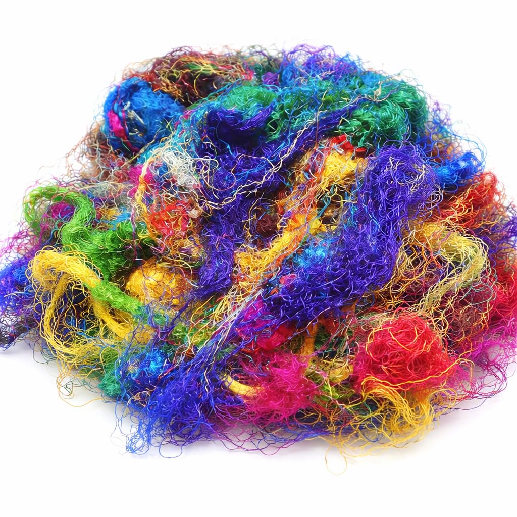 Knitsilk Mulberry Silk Fibers – Hand-Dyed Multicolor Silk Roving for Needle Felting, Wet Felting, Spinning & Knitting – 100 Grams Natural Mulberry Silk for Crafting