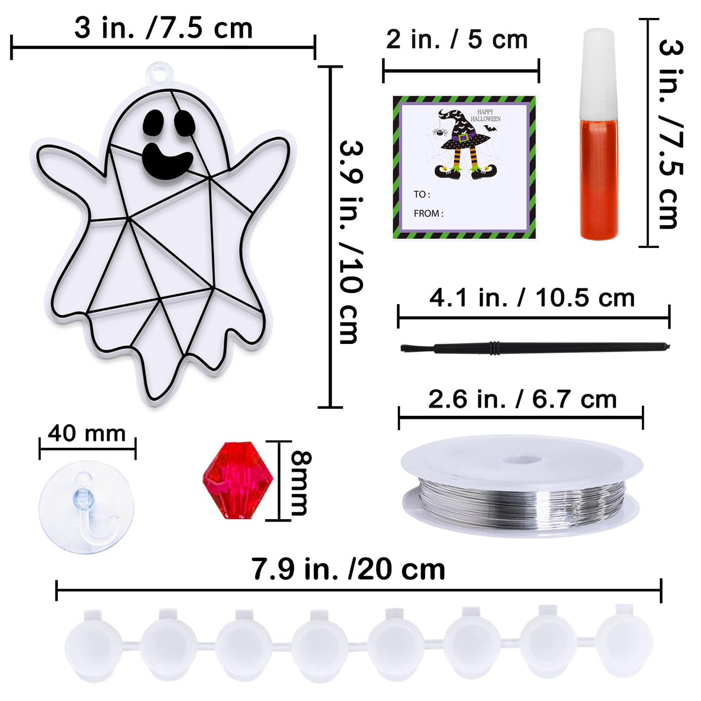Winlyn 27 Sets Halloween Ghost Suncatchers Ornaments Decorations DIY Window Paint Art Sun Catchers Halloween Craft Kits Painting Kits for Kids Classroom Activities Art Projects Part Favors