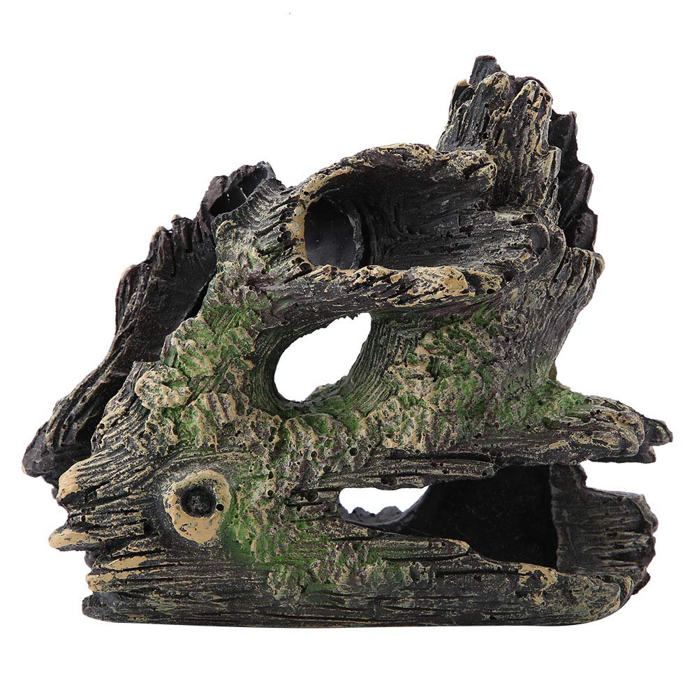 Joyzan Aquarium Tree Trunk, Hollow Landscape Stump Wood House Driftwood Resin Ornament Hideout Hideaway Caves Log Rock Craft Fish Tank Hole Stone Betta Cichlid Turtles Small Lizards Reptiles Amphibian