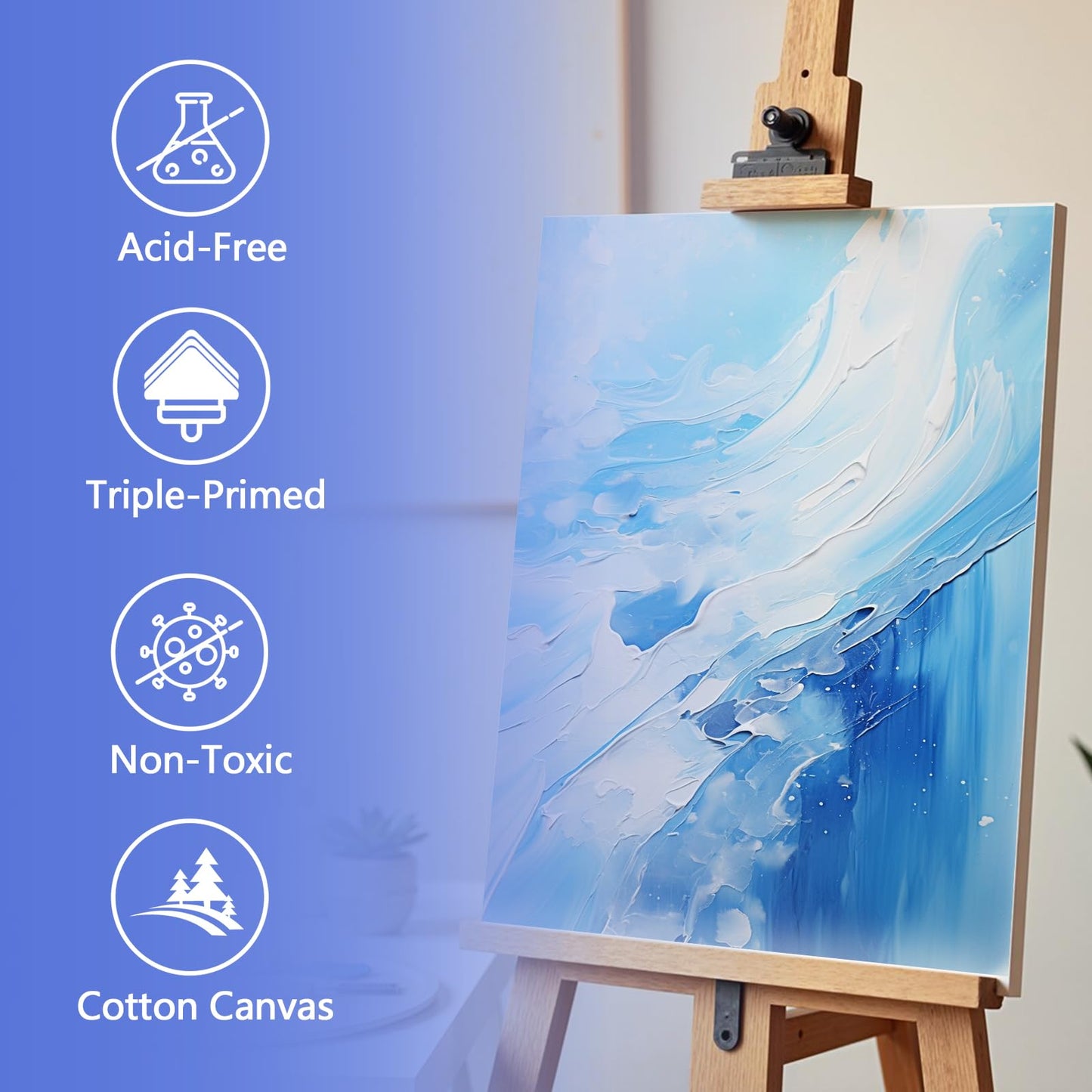 FUMILE 16x20 Canvas for Painting Stretched, 8 Pack Canvases for Painting-5/8 in Profile Primed White Blank Painting Canvas Value Pack for Oil & Acrylic Paint