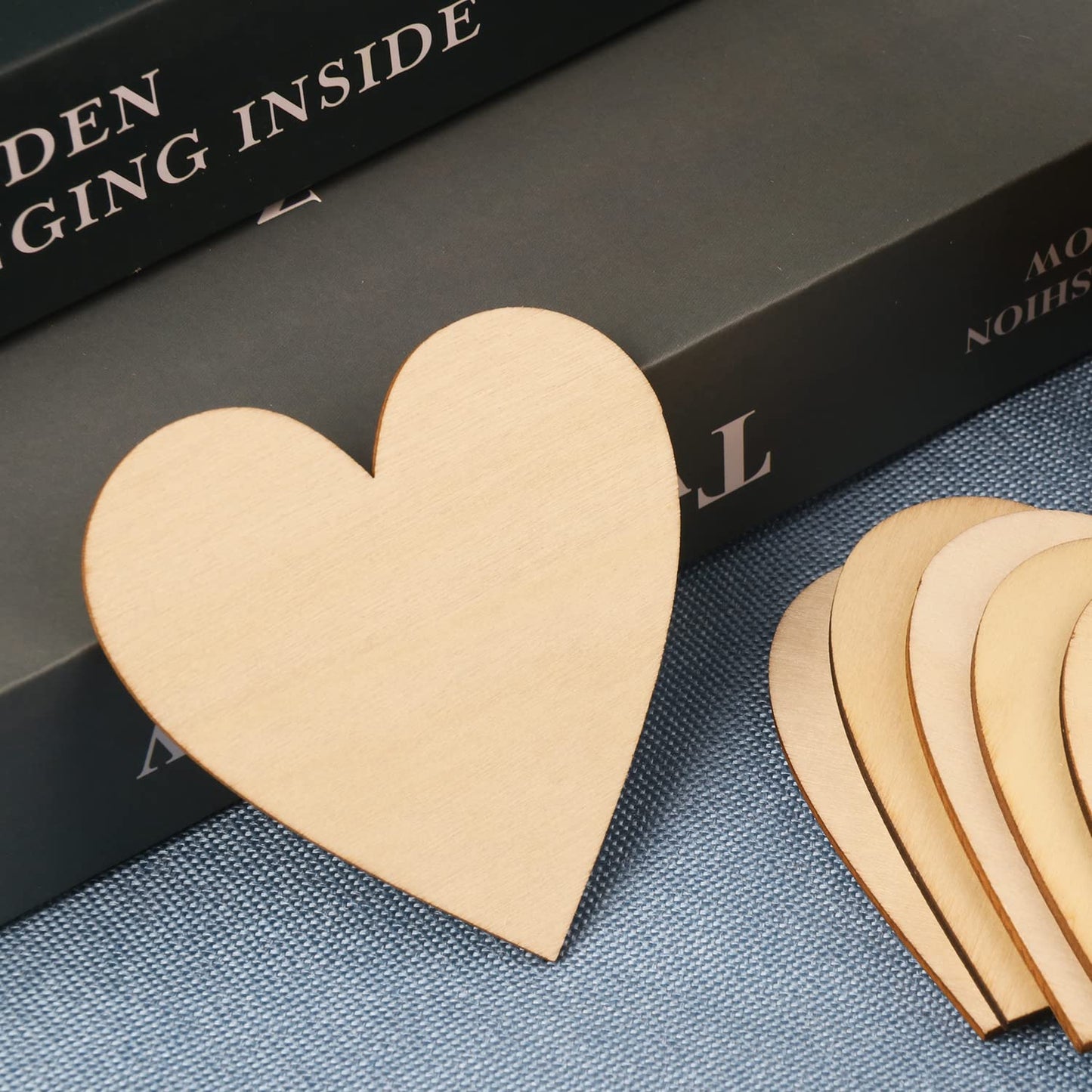 Wood Heart Cutouts, 200 PCS 3.15 Inch Unfinished Wooden Hearts for Guest Book for DIY Crafts, Wedding Decor, and Valentine's Day Ornaments