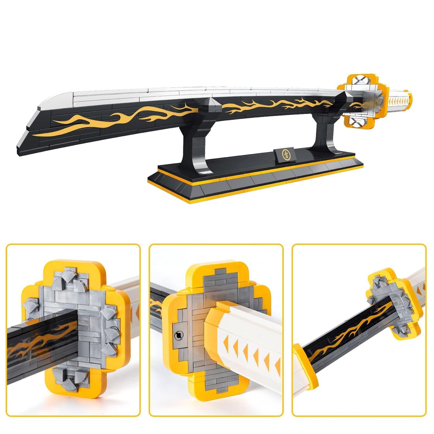 SATHIBI Zenitsu Demon Swords Building Set,39in Demon Sword Building Block with Scabbard and Stand Model Kits Toy,Creative Samurai Sword Gifts for Adults and Kids Boys 8-14 (956 PCS)