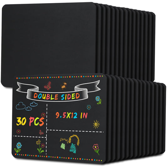 Fulmoon 30 Pieces 12" x 9" Frameless Black Chalkboard DIY First Day Last Day of School Double Sided Sign Mini Chalkboard for Kids Student Preschool Kindergarten