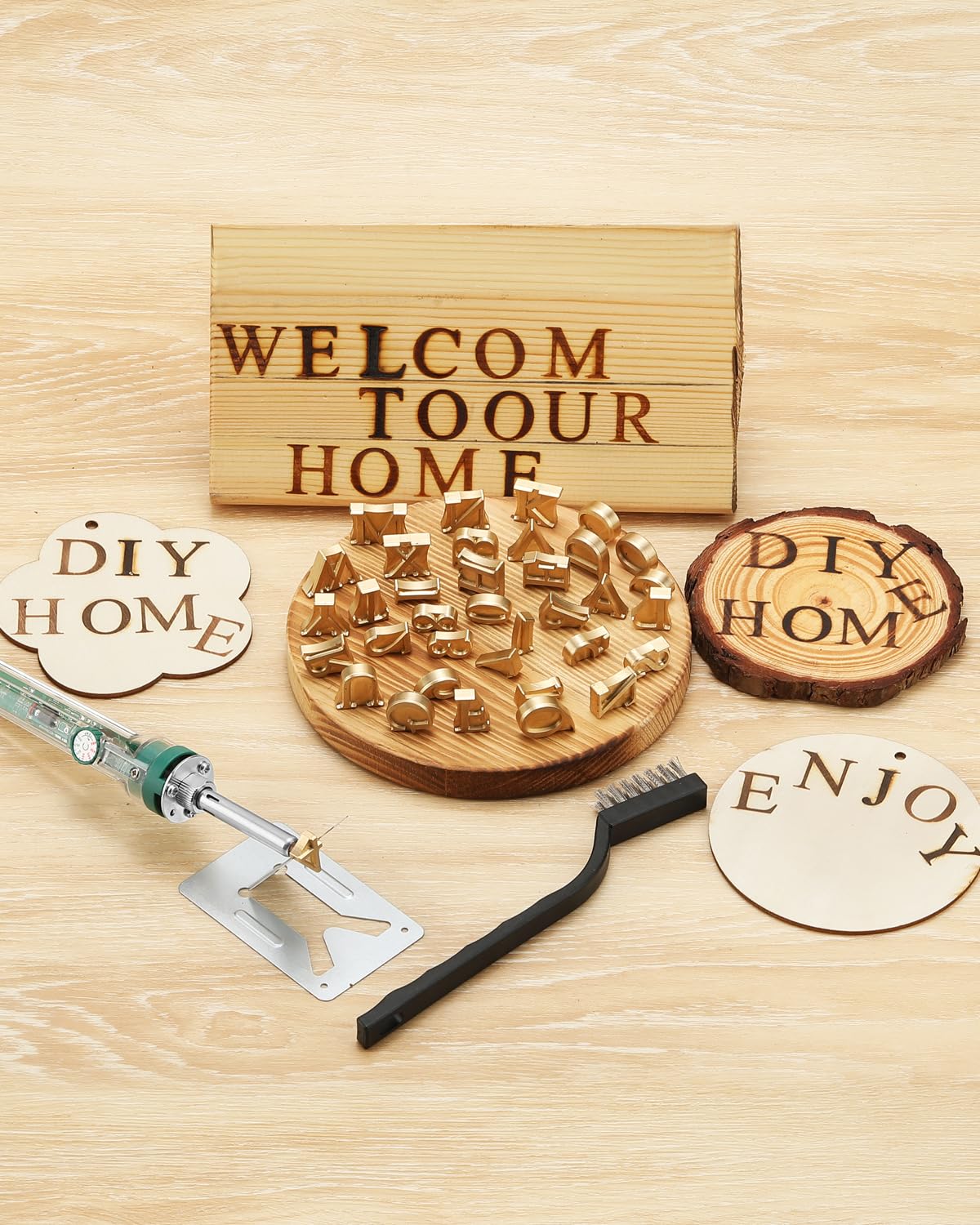 Arokimi 5/8" Wood Burning Letter Kit, 26 Pcs Alphabet Branding Iron for Wood Leather Hats BBQ Bread, with an 80W Electric Branding Iron