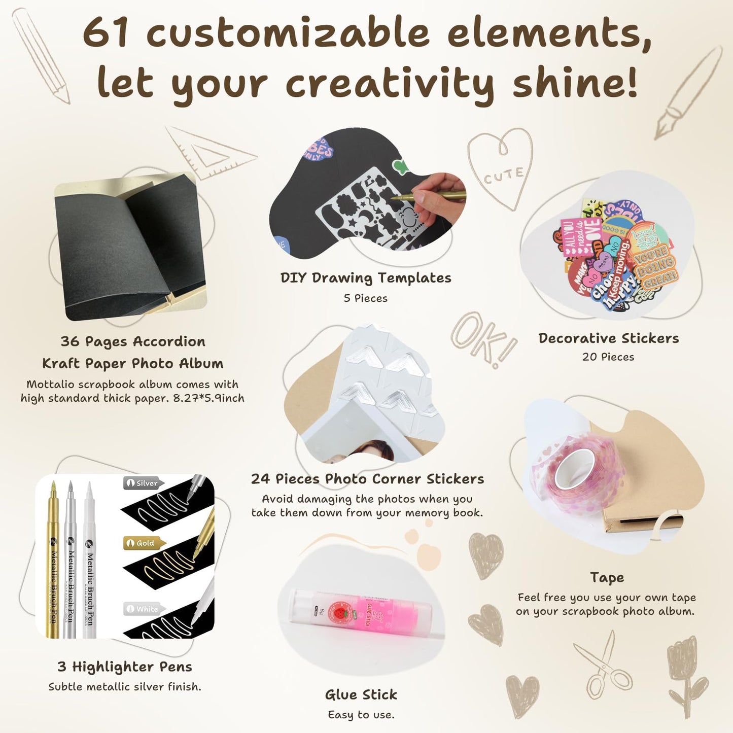 DIY Scrapbook Album Creative Scrapbooking Kit Photo Album 3D Interactive Memory Book for Wedding, Baby, Anniversary, Family Photos Adventure Book Travel Diary Photo Book Album DIY 3D Decoration Card