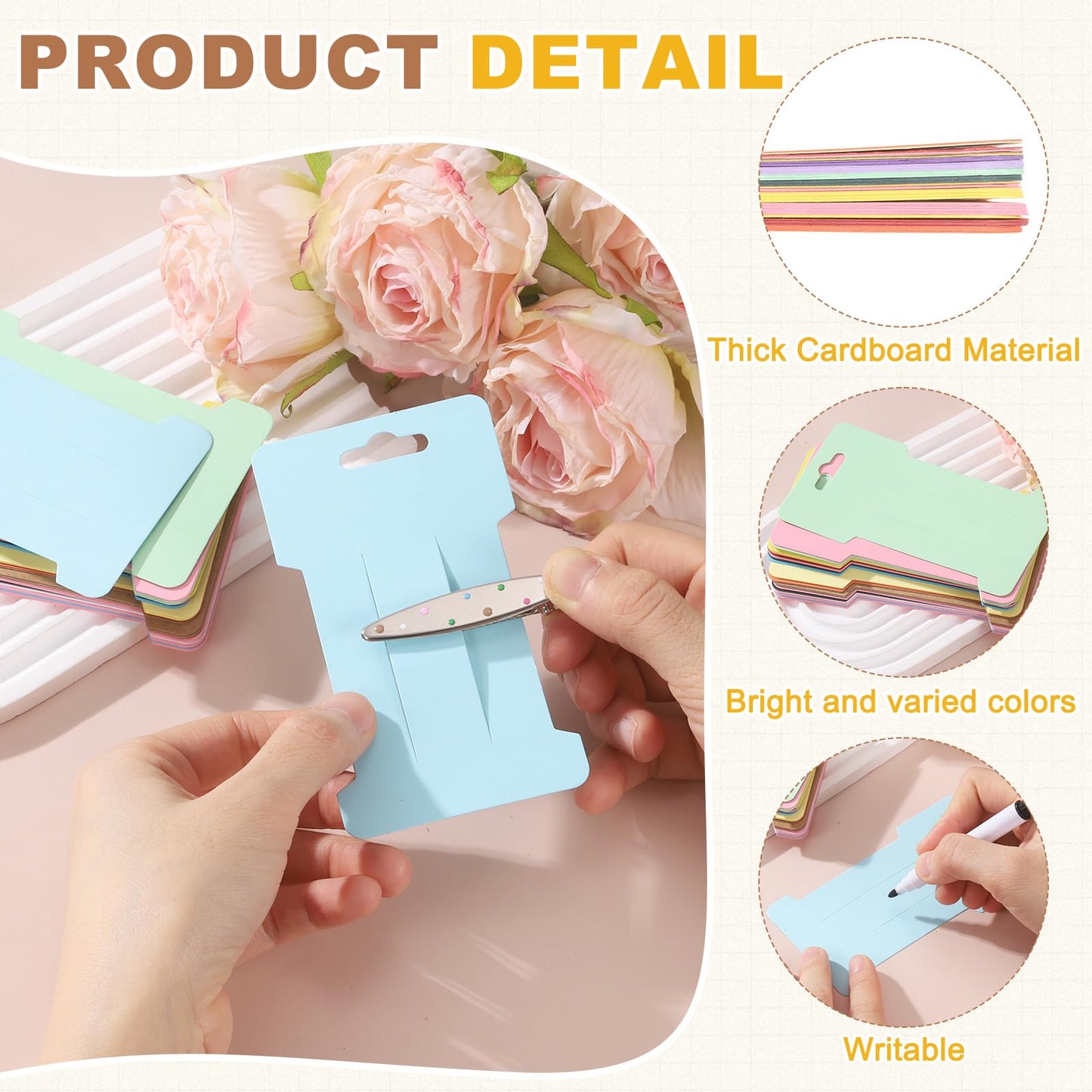 PATIKIL 200Pcs Hair Clip Display Cards, 4.5"x2.6" Kraft Paper Hair Bow Clips Holder Card Rectangle Cardboard for Barrette Headband Jewelry Accessory Organizing Selling, Dark Green