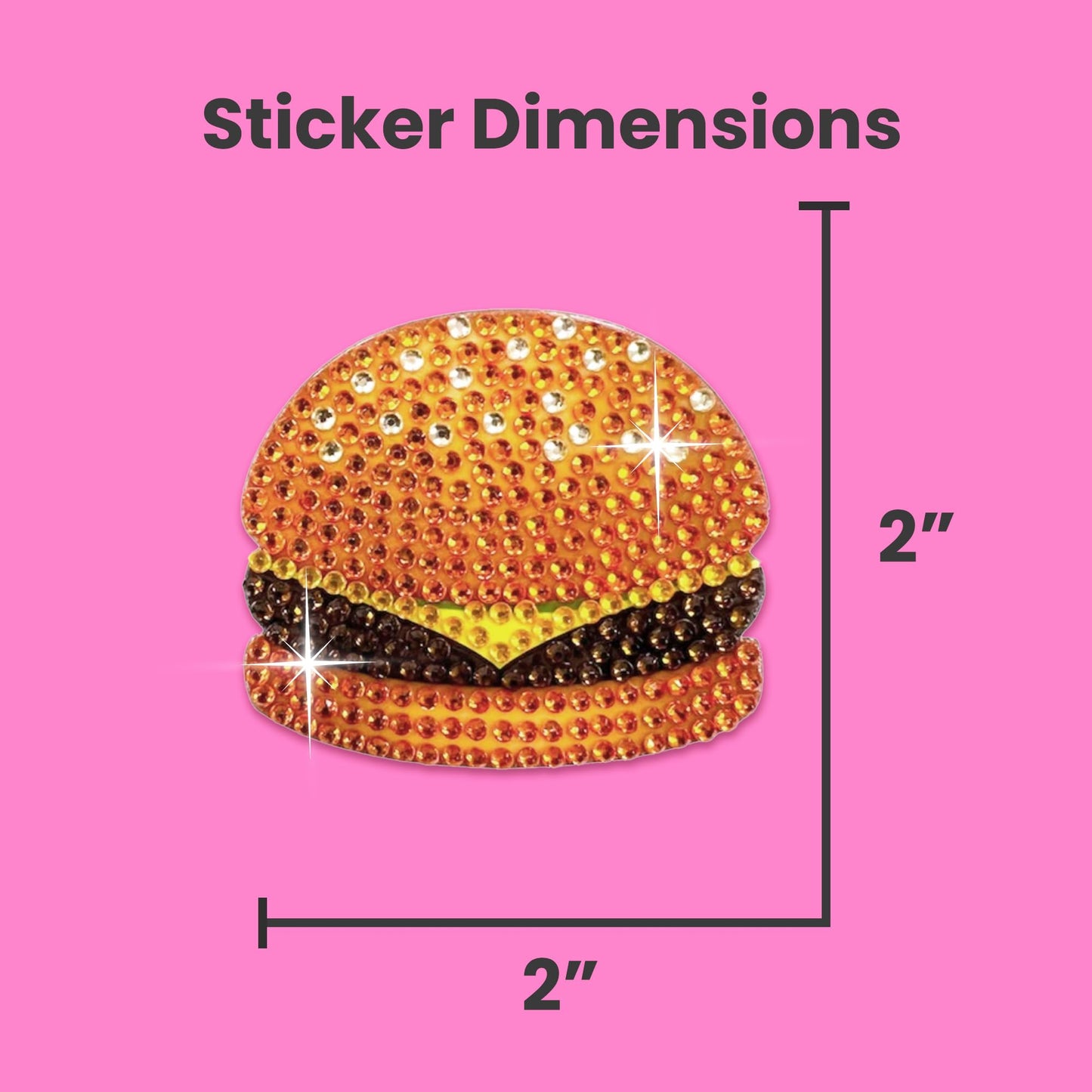 StickerBeans® Rhinestone Stickers - Foodie Sticker Pack, 2” x 2” Each, Unique Sparkly Cut-to-Shape for Collecting, Trading, Decorating Laptops, Phone Cases, Scrapbooks - for Kids, Teens, & Adults