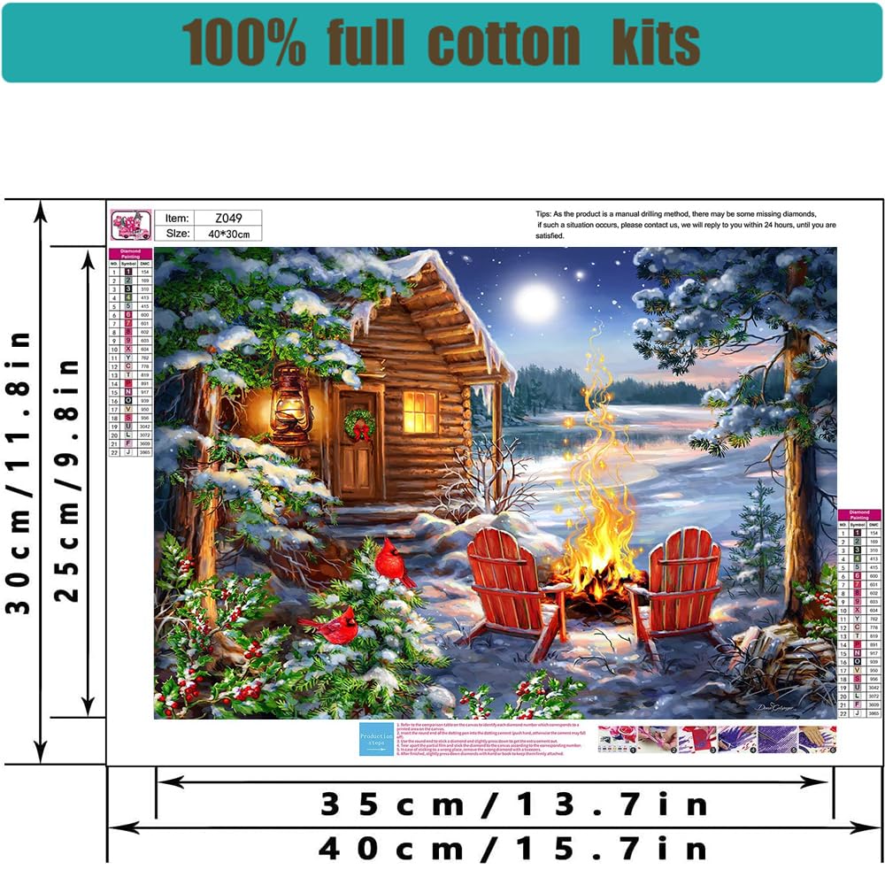 4 Pack Stamped Cross Stitch Kits - Four Seasonal Landscape Counted Cross Stitch Kits for Beginners Adults,11 CT Patterns Dimensions Embroidery Kits Arts Craft Kits 16 x 12inch