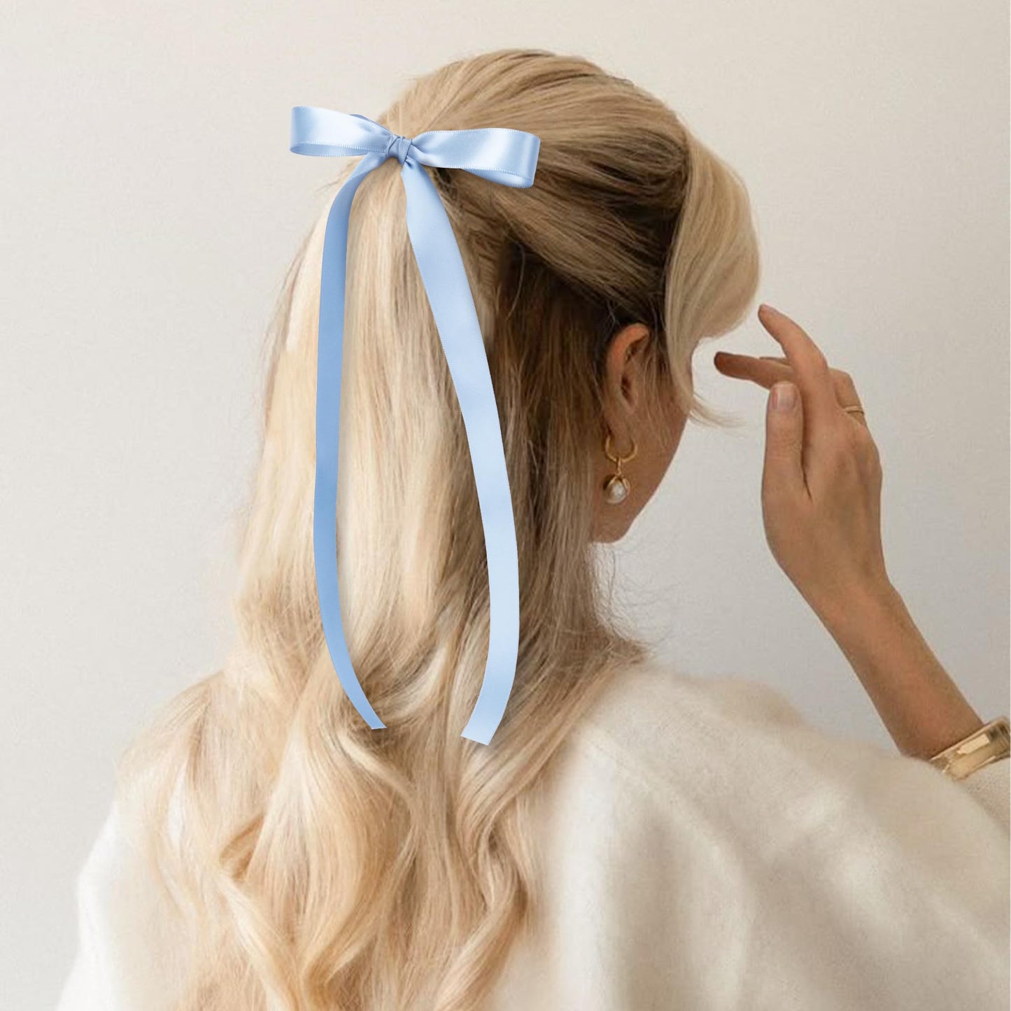 Keypan Blue Satin Ribbon 5/8 Inch x 50 Yards Double-Faced Ribbons for Gift Wrapping Flower Bouquet Wedding Paper Bows Hair Invitations Crafts Baby Shower