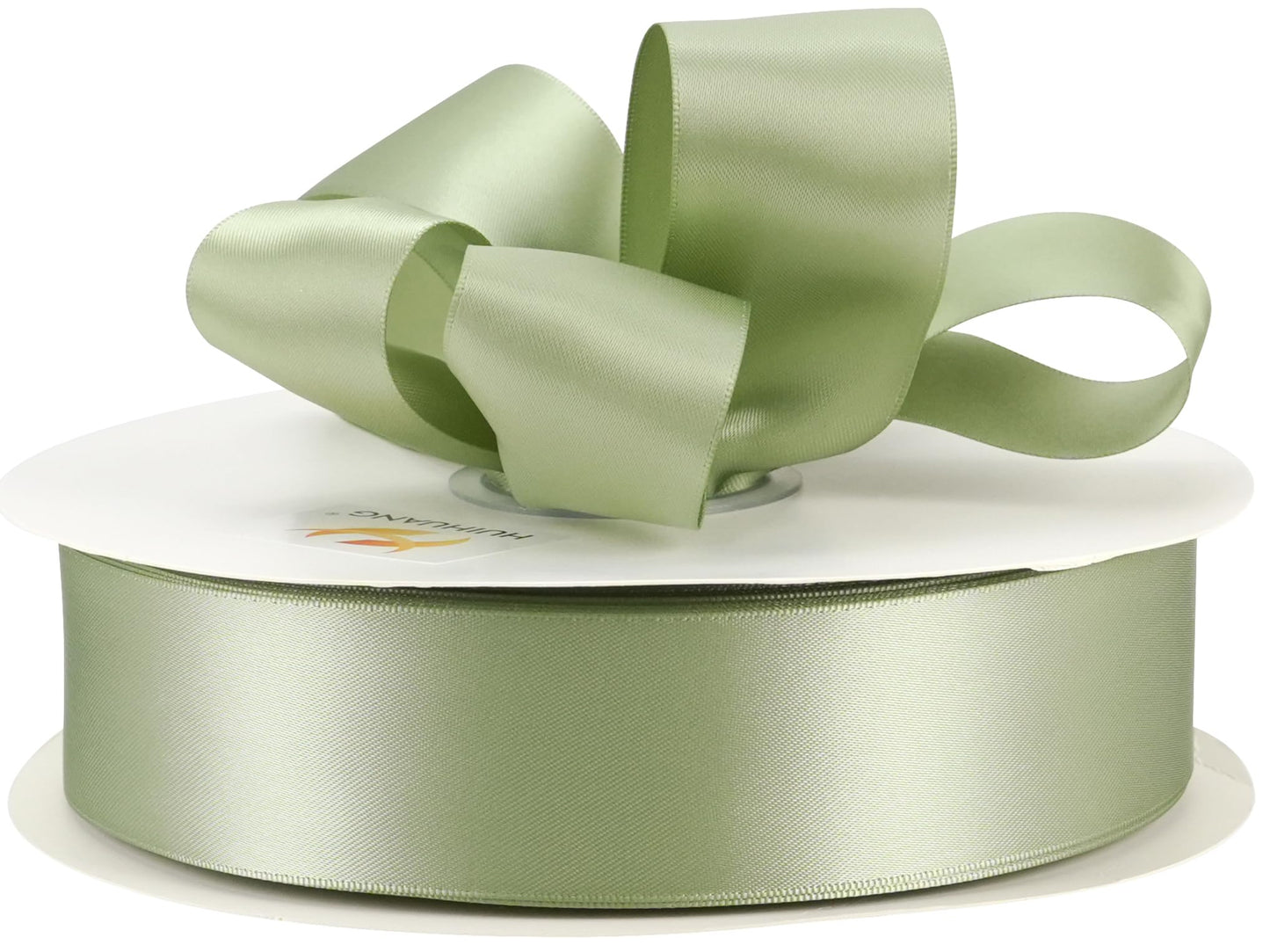 HUIHUANG Sage Green Satin Ribbon 1-1/2 inch x 100 Yards Green Double-Faced Satin Ribbon for Flower Bouquet, Gift Wrapping, Eternal Roses, DIY Crafts, Bridal Shower Wedding Decor