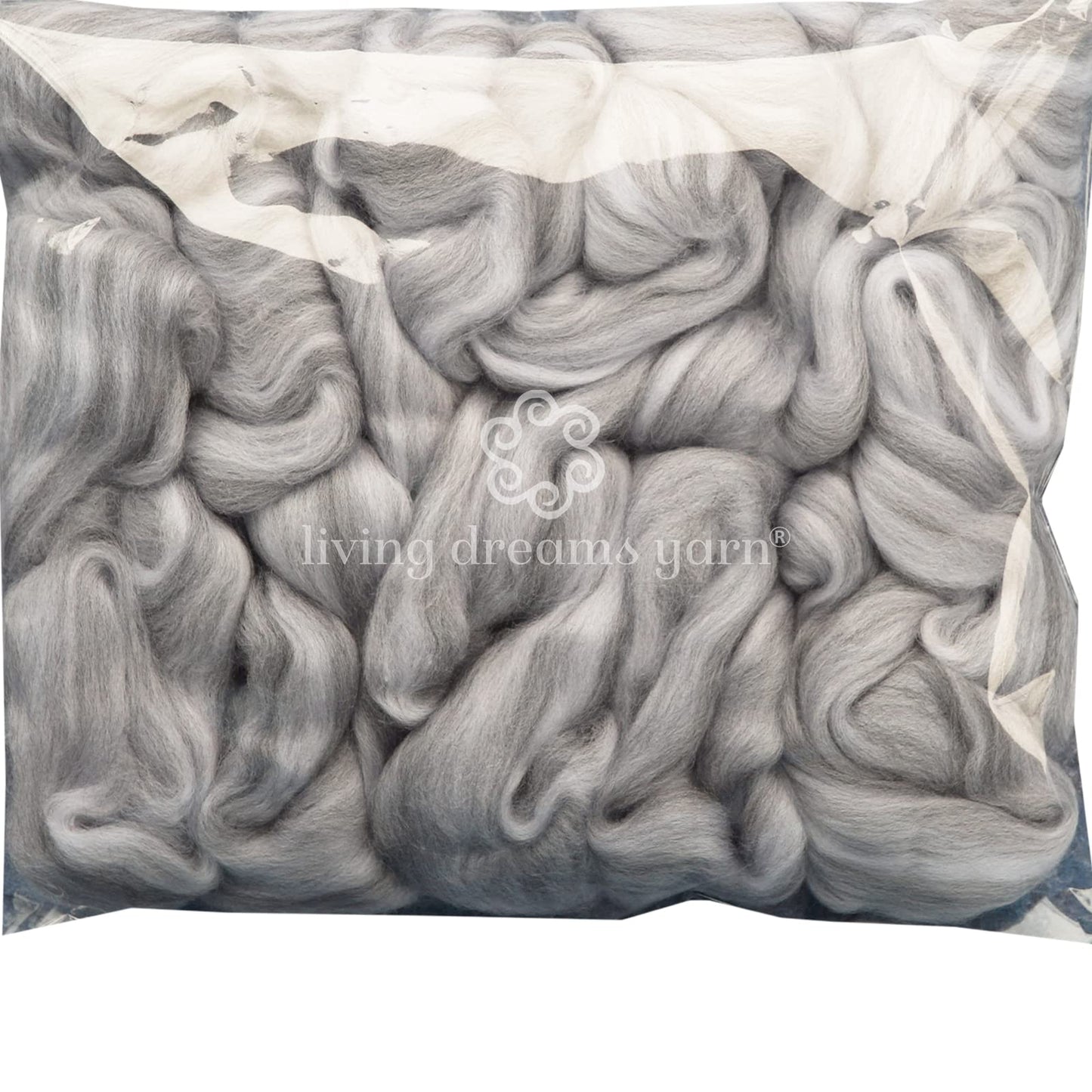 Spinning Fiber - Felting Wool Super Soft Merino Combed Top Roving for Hand Spinning, Needle Felting, Wet Felting, Dryer Balls and Overdying. Natural White and Grey