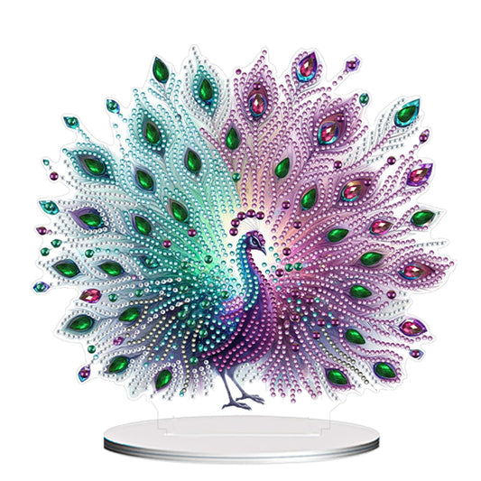 Sulunmo Diamond Art Kits for Adults - Acrylic Diamond Painting Ornaments, DIY 5D Diamond Art Statues Diamond Dots Sculpture with Special Shaped Drills(Peacock-66)