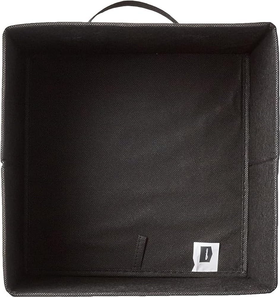 Amazon Basics Collapsible Fabric Storage Bins Organizer with Handles, Sturdy, Foldable, 10.5" x 10.5" x 11", Black, 6-Pack