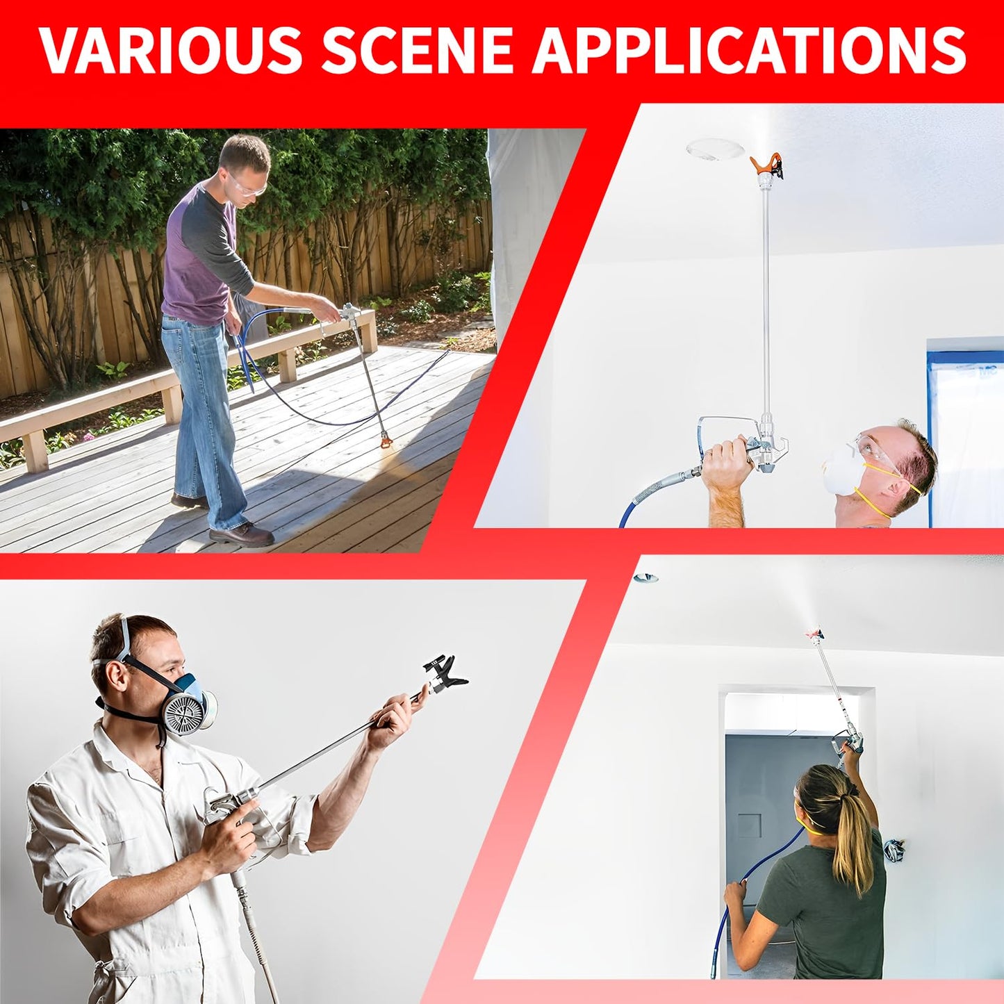 6-Piece Set of Extension Poles, Airless Paint Sprayer Gun Tip Extension Pole,for Airless Paint Gun Wand, Black Carrying Pouch Included for Easy Storage (8in 12in 16in 20in 30in 40in)