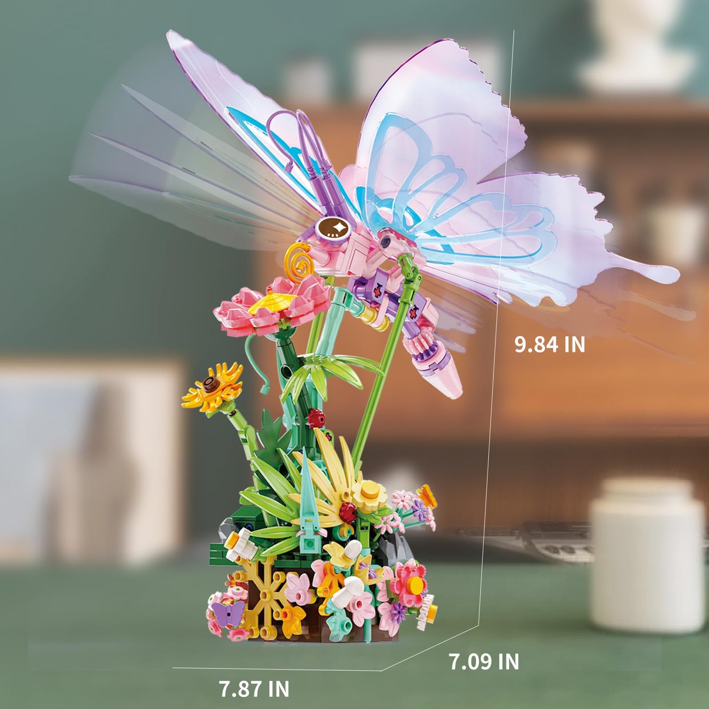 KAZI Butterfly Building Toy Set - Music Box for Girls & Kids Ages 8 Plus,DIY Insect and Flowers Crafts Kit for Home Decor,Living Room or Bedroom,Gifts for Insect Lovers, for Mom