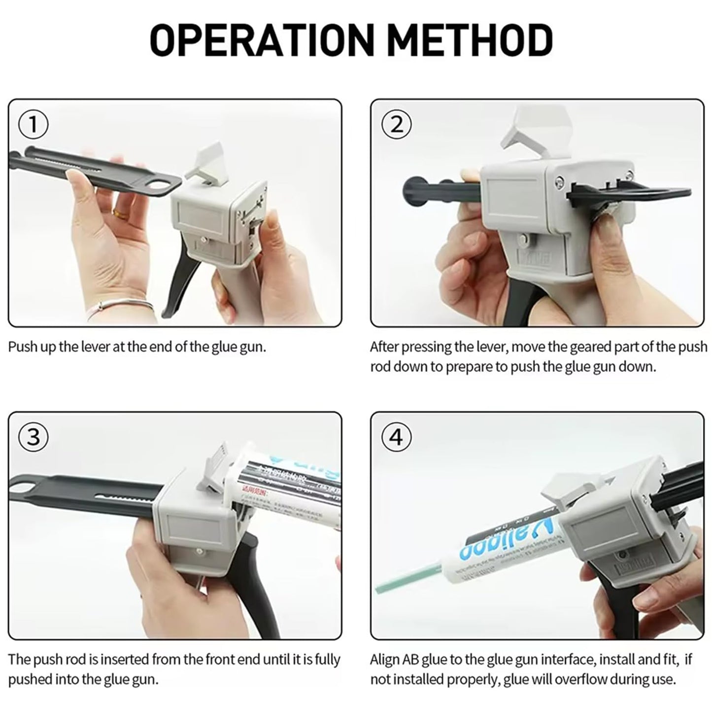 1:1 AB epoxy glue gun, dispensing gun 50ml dual ink cartridge 1:1 manual glue gun, AB two-component sealant applicator dispensing gun kit and epoxy nozzle