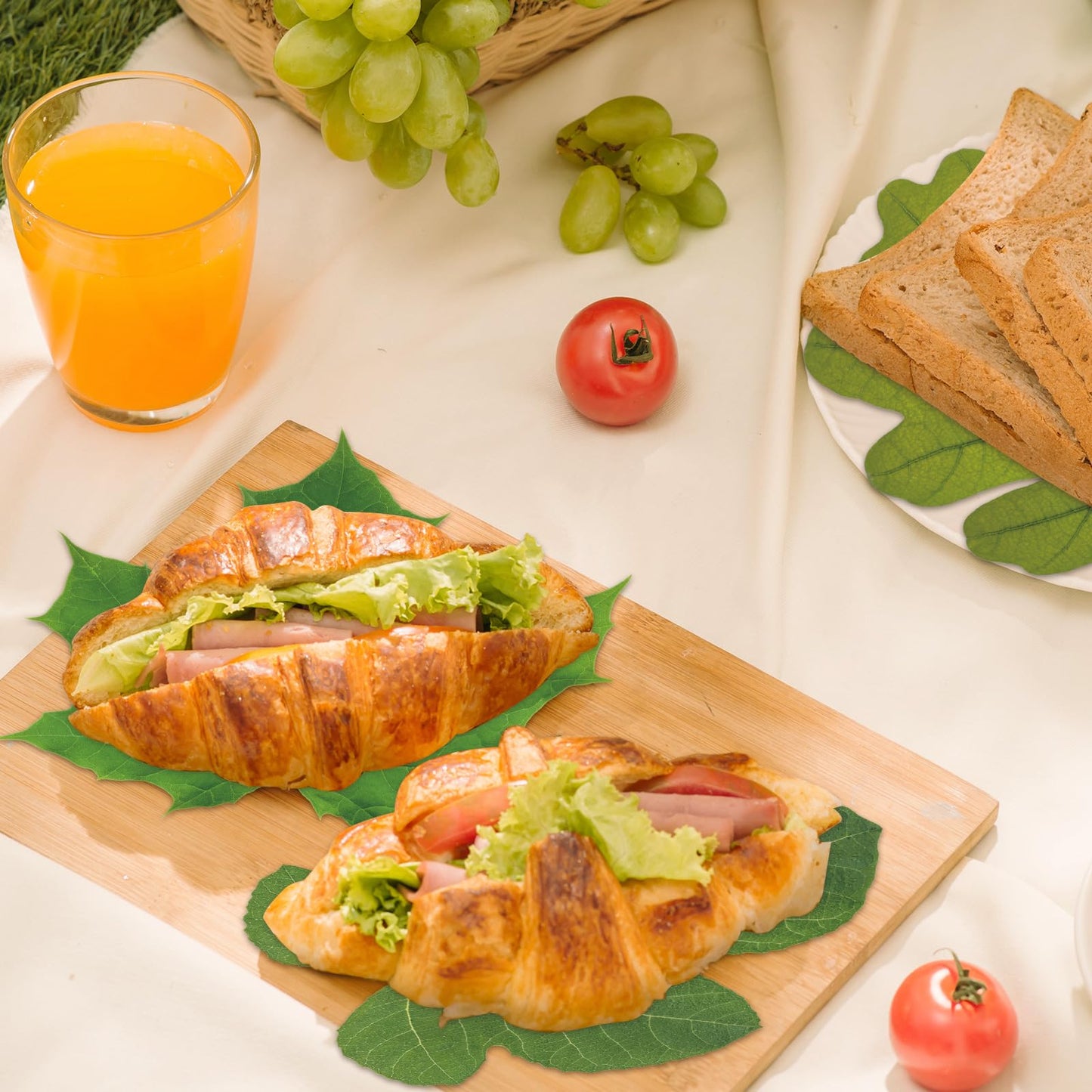 Tenceur 150 Pcs Parchment Paper Leaves 7.2 in Spring Cheese Papers Leaves Charcuterie Boards Spring Summer Parchments Sheet Decorative for Plate Table Festival Party Food Serving, 10 Styles