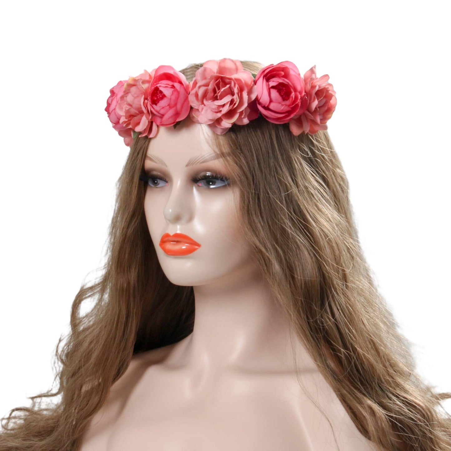 FirstCos Adjustable Rose Flower Crown for Women Girls Headbands Romantic Hair Wreath Halo Floral Garland Headpiece Wedding Birthday Party Maternity Photoshoot Props (2PCS Rose Flower Headbands)