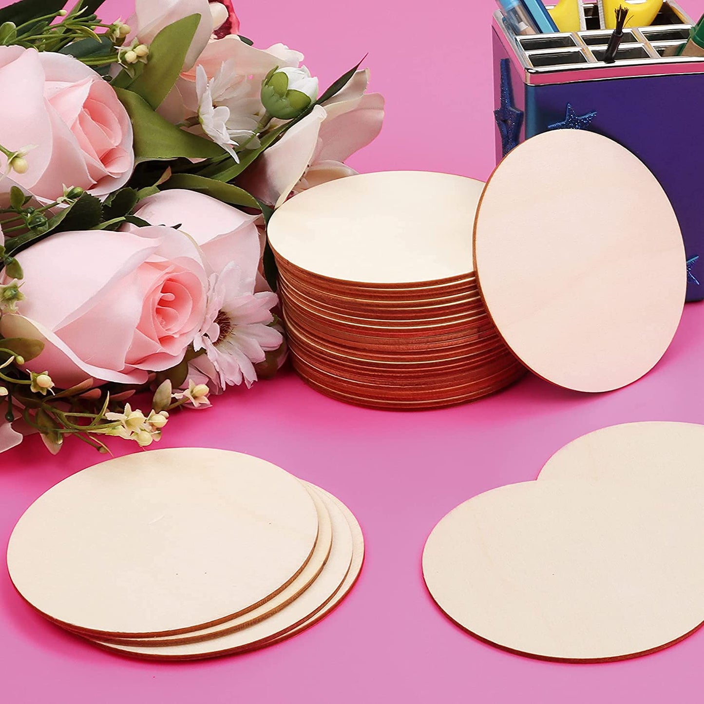 Wood Circles for Crafts,12 Pack 12 Inch Unfinished Wood Blank Rounds Wooden Cutouts for Crafts, Door Hanger, Door Design, Wood Burning