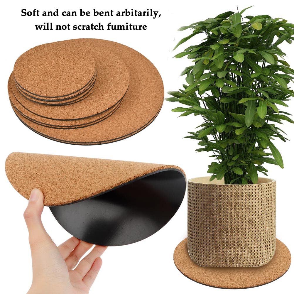 BUYGOO 10Pcs Cork Plant Mat Round Cork Plant Coasters 4/6/8 Inch DIY Corks Pad Plants Plate Pad for Gardening, Indoor and Outdoor Pots, DIY Craft Project