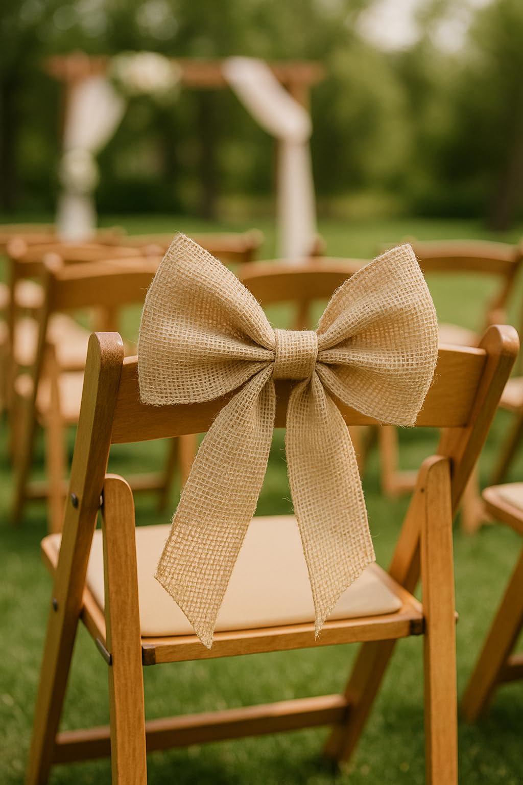 LWR CRAFTS Natural Burlap Ribbon 6 Inch x 32 Feet - Jute Fabric Webbing for Rustic Wedding Decorations, Table Runners, Chair Sashes, DIY Crafts & Christmas Wreath