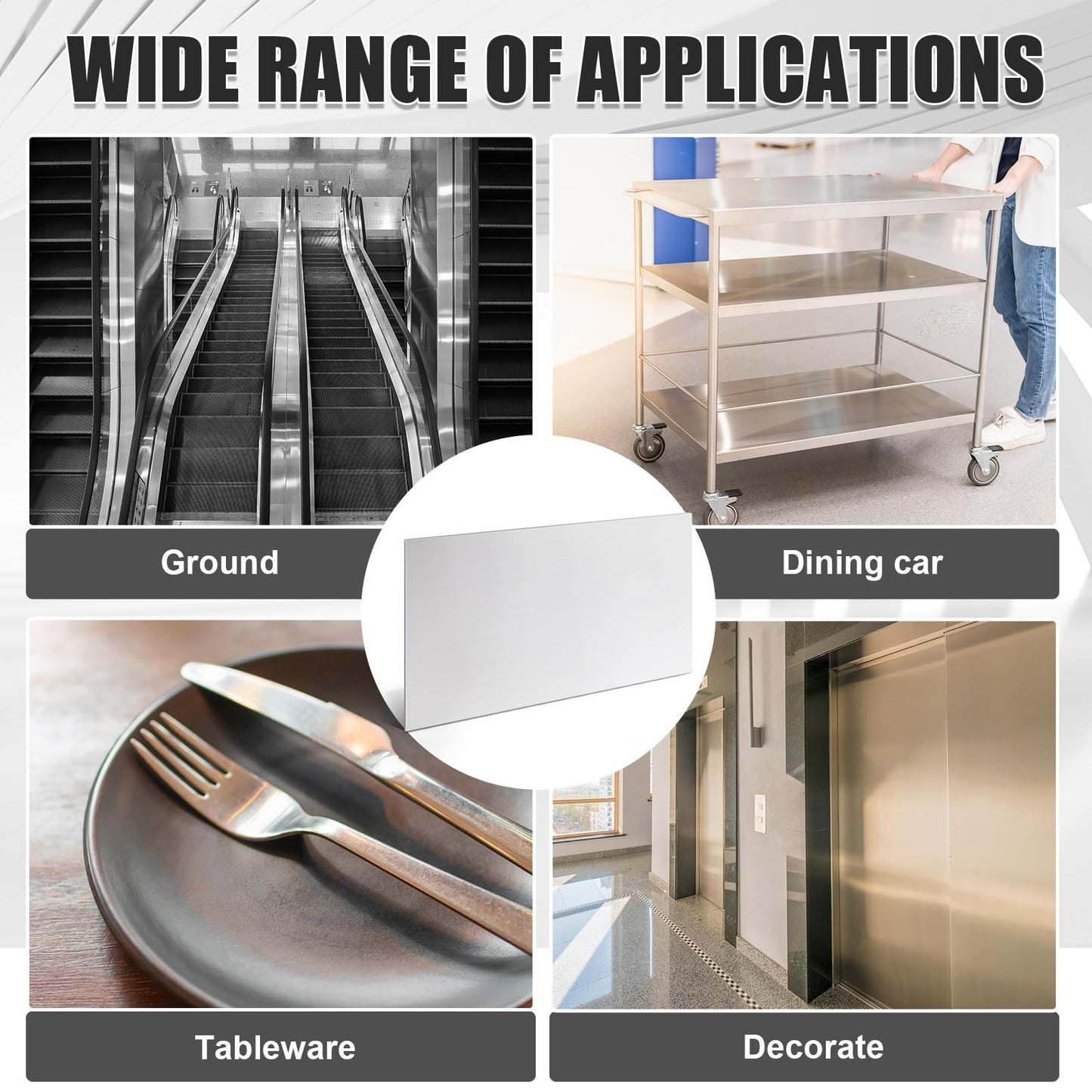 MorningRo 2 Pcs 430 Stainless Steel Sheet Metal 12 x 9 Inches 24ga Metal Plates Panel #4 Brushed Finish Magnetic Mount Board Wall Food Truck Restaurant Crafting Kitchen Floor Trailer Garage Gym