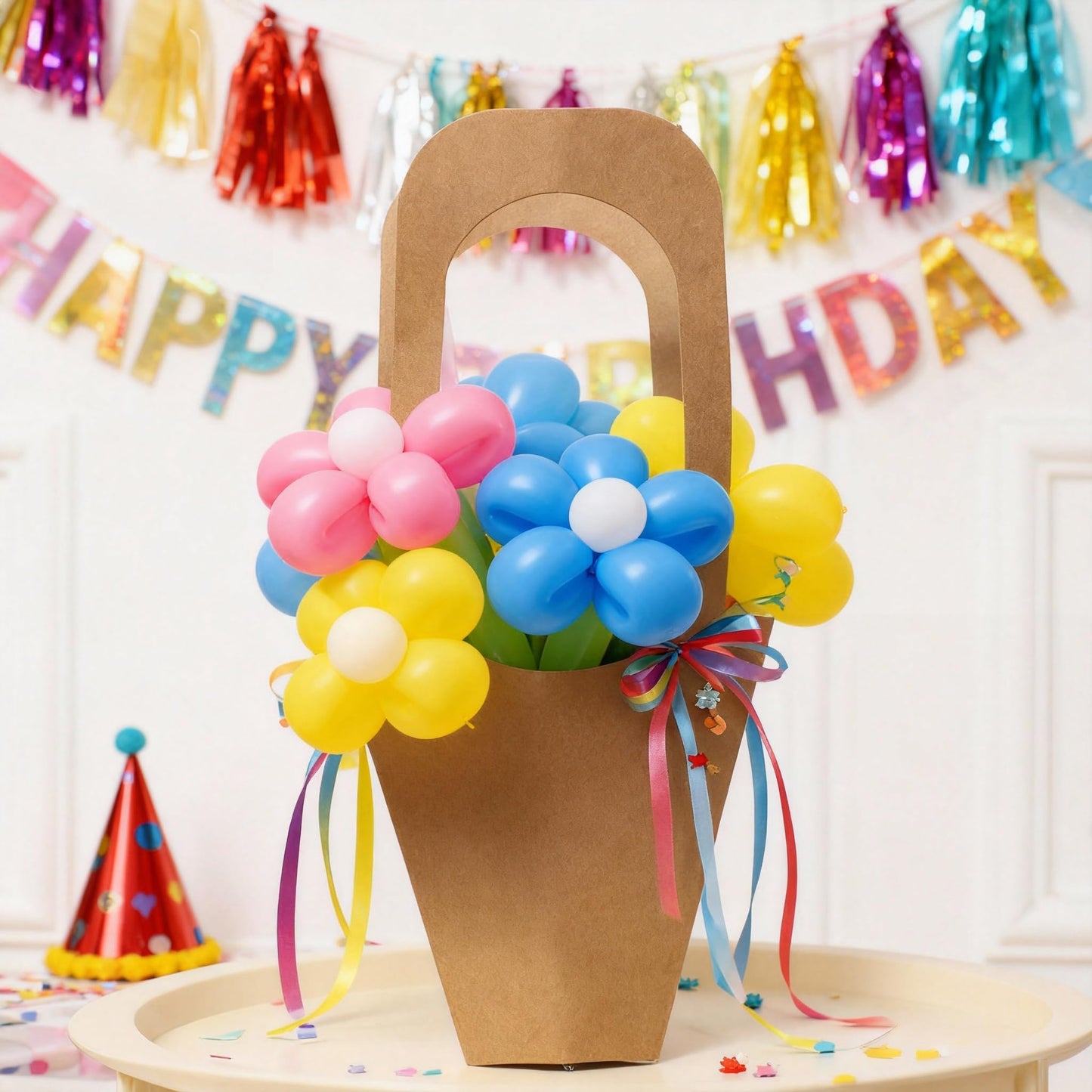 xialgshe 20 Pcs kraft paper flowers gift bags bouquets bags cones flower bouquet bags with handle to make bouquets for wedding,paper wedding birthday gift bag valentines day gift bag