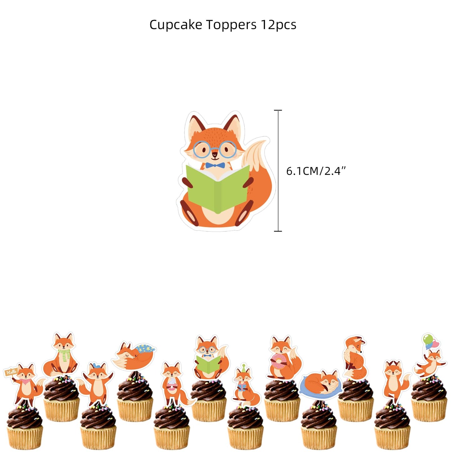 Fox Woodland Animal Birthday Party Supplies - Forest Animal Theme Decorations Kit With Cupcake Toppers, Balloons