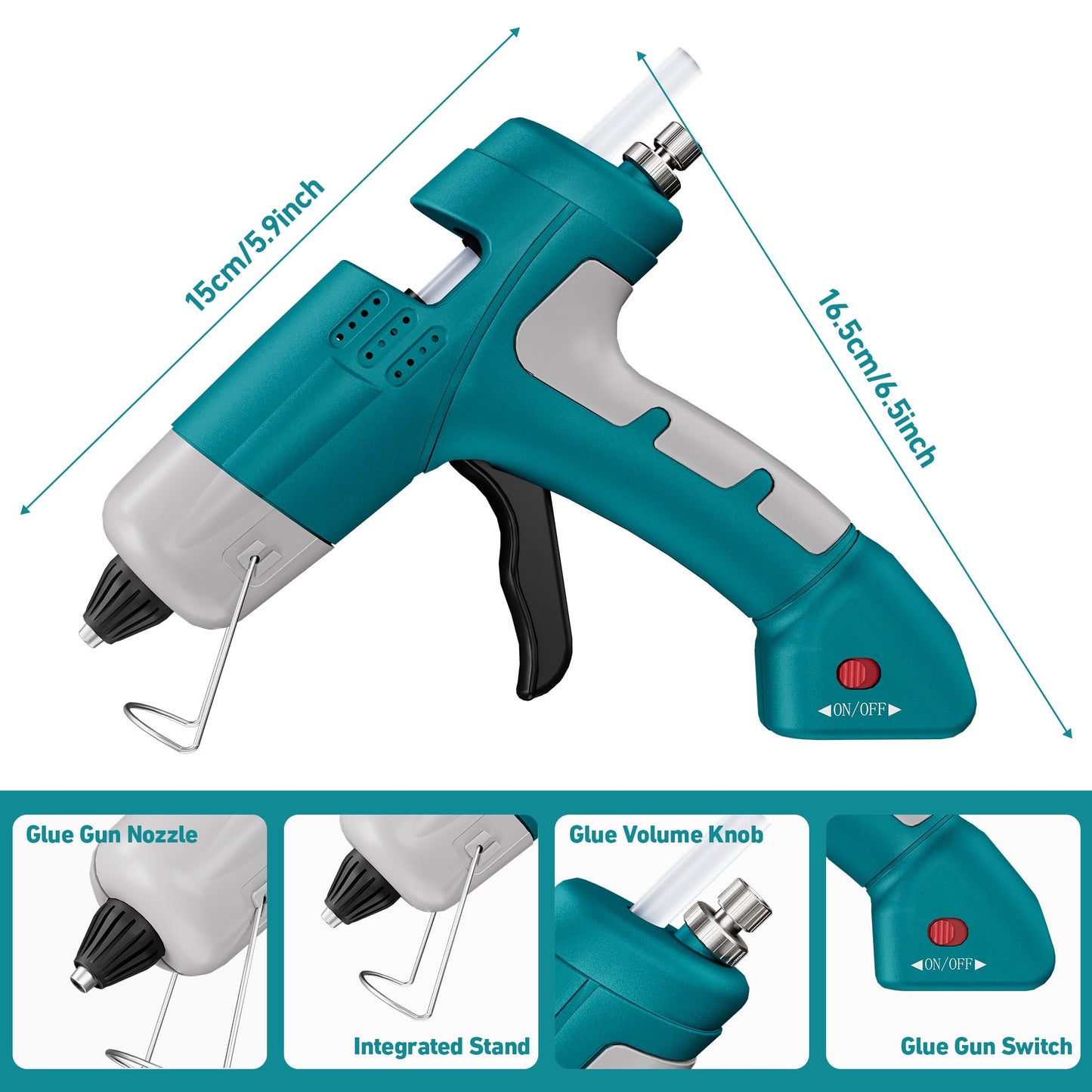 NailHsing 20W Cordless Hot Glue Gun Fast Heating Mini Glue Gun and Sticks Set with 7mmX15cmX30 PCS Glue Sticks for DIY&Arts&Crafts Home Repair (Blue)