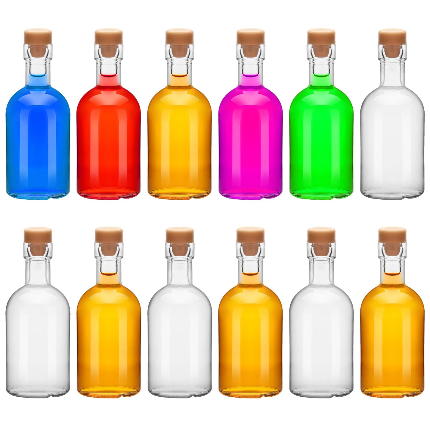 eispap 12Pcs 1.7OZ Mini Glass Liquor with Lids Small Glass Wine Bottles Reusable Empty Alcohol Bottles for Christmas Birthday Weddings Party Favors 50ML (12)