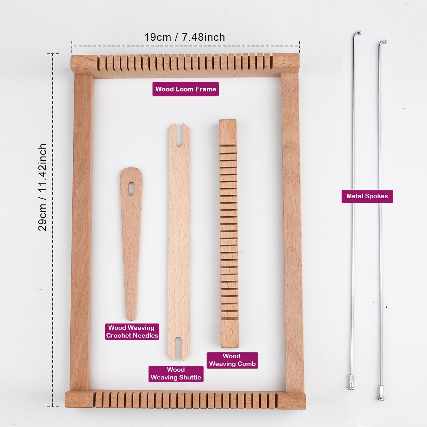 LYKTRIX Weaving Loom for Kids, Wooden Weaving Kit, Loom Kit for Kids Ages 8-12, Great Knitting Looms for Beginners and Girls Over 6 Years Old, Contains Enough Weaving Yarn 11.4" x 7.5"