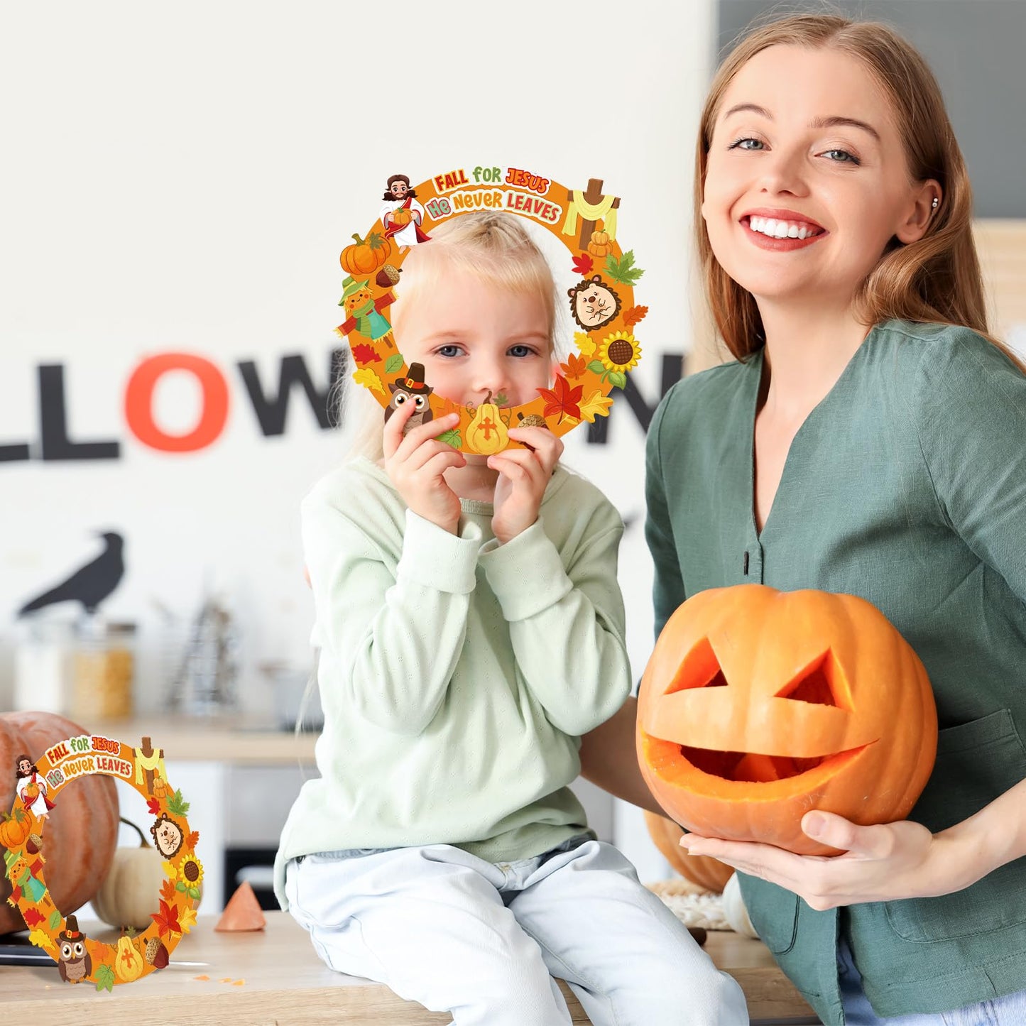 Cinrobiye 24 Set Fall Religious Wreath Craft Kit DIY Christian Wreath Crafts Make Your Own Bible Hanging Ornaments Crafts for Sunday School Art Project Activities Autumn Thanksgiving Party Favor Decor