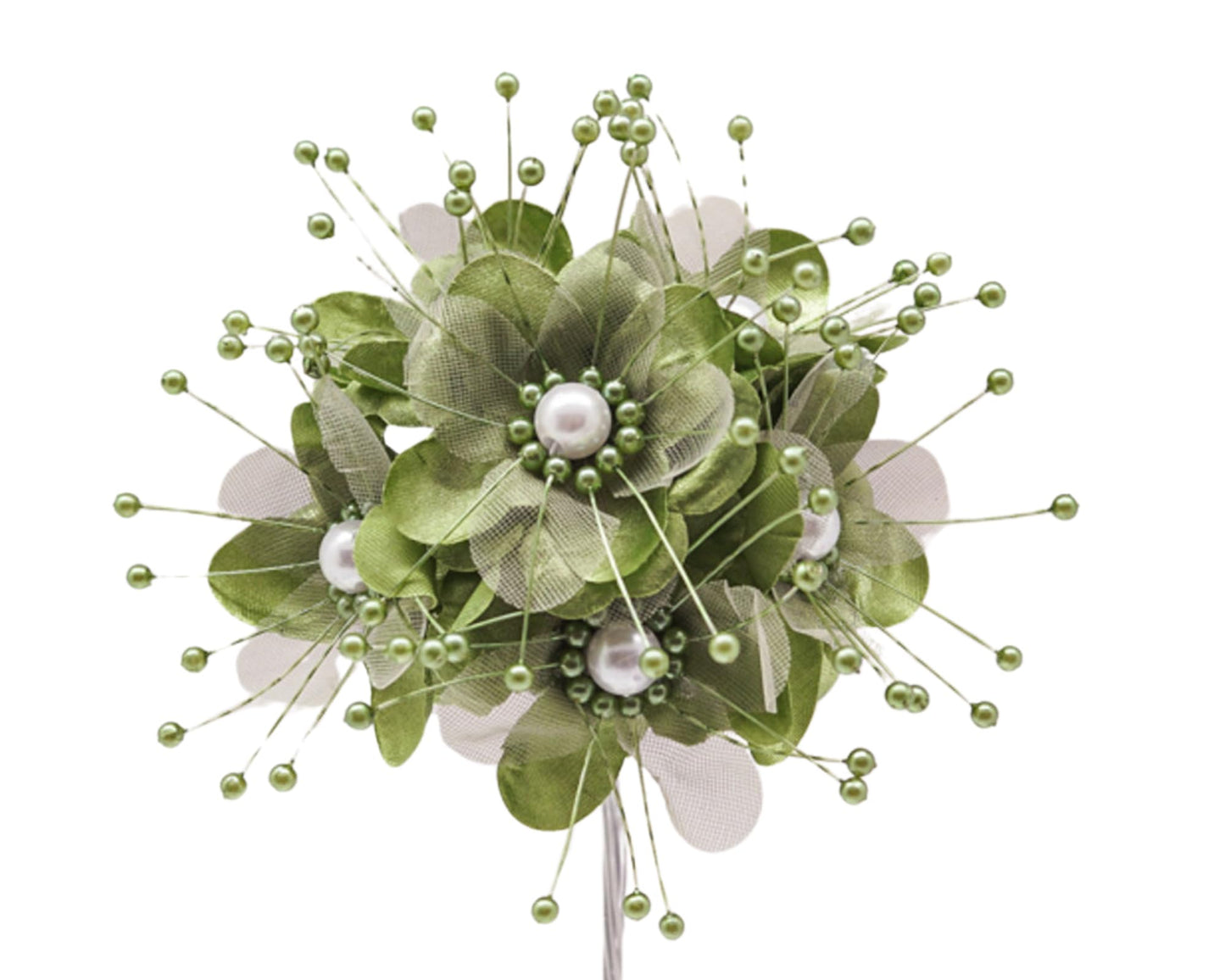 72PC Artificial Silk Pearl Spray Craft Flower for Home Craft Decor DIY Wedding Bridal Veil Headband Dress Cake Topper Embellishment Scrapbook Favor Corsage Floral Bouquet Arrangement (Sage Green)