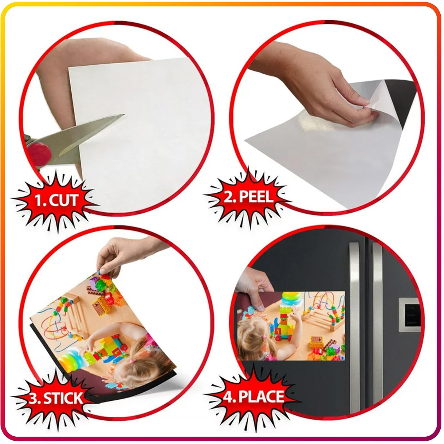 Magnetic Sheets with Adhesive Backing for Crafts, DIY. 12 Strong Craft Magnets 8.5" x 11" to Make Flexible Magnet Self Sticky Tapes, Strips, Squares, Sheet for School Classroom Board, Fridge, Photos