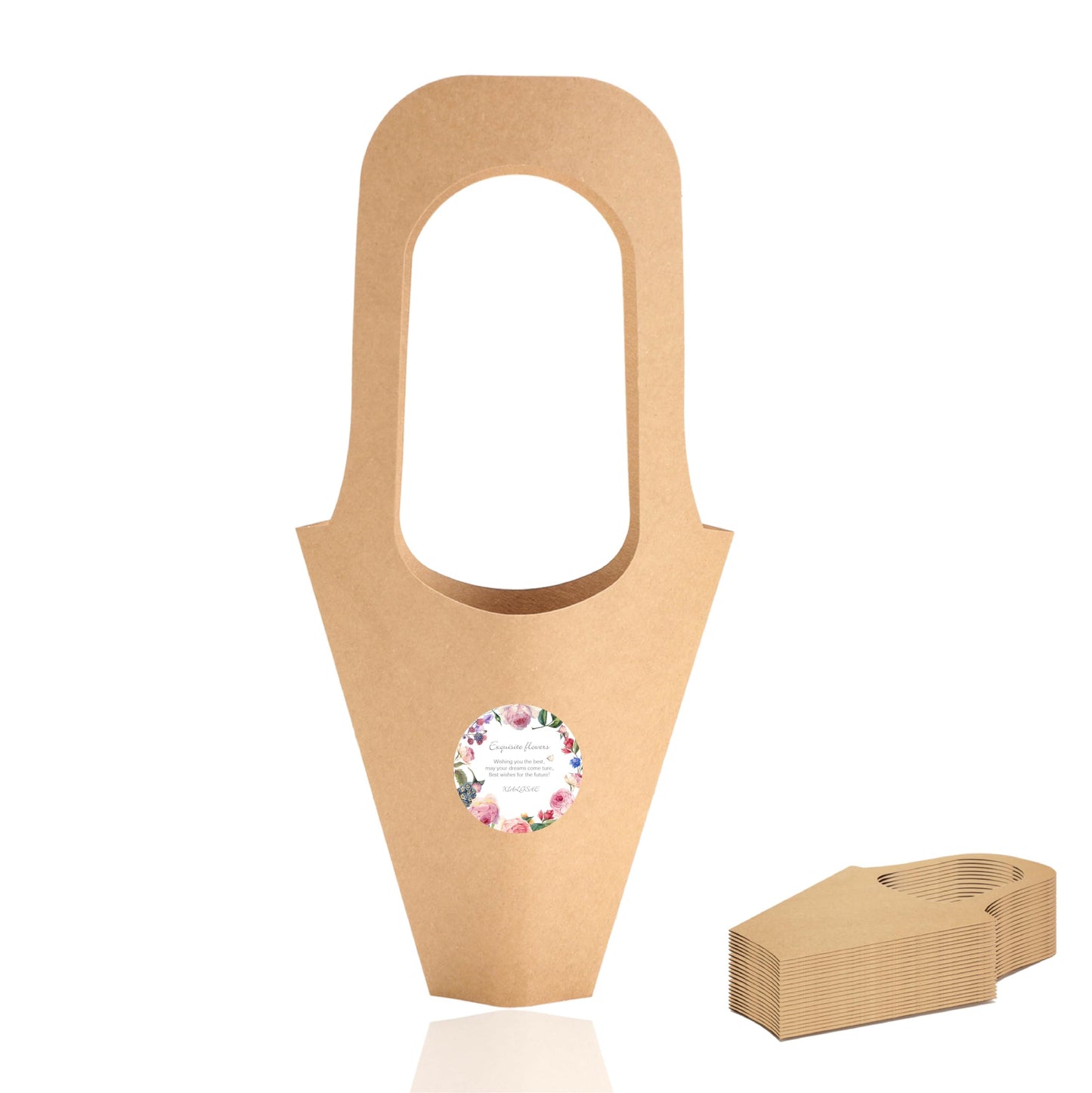 xialgshe 20 Pcs kraft paper flowers gift bags bouquets bags cones flower bouquet bags with handle to make bouquets for wedding,paper wedding birthday gift bag valentines day gift bag