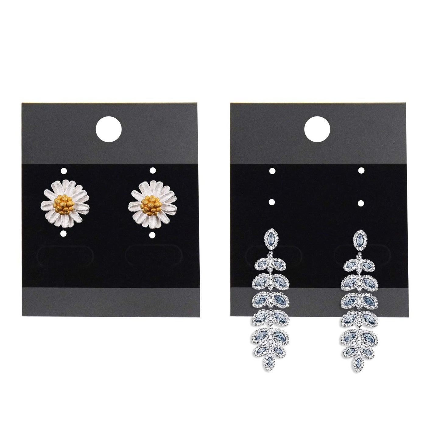 Awpeye 120 Pcs Black Velvet Earring Display Cards, Plastic Earring Card Holder for Jewelry Accessory Display 1.65 x 2 inch