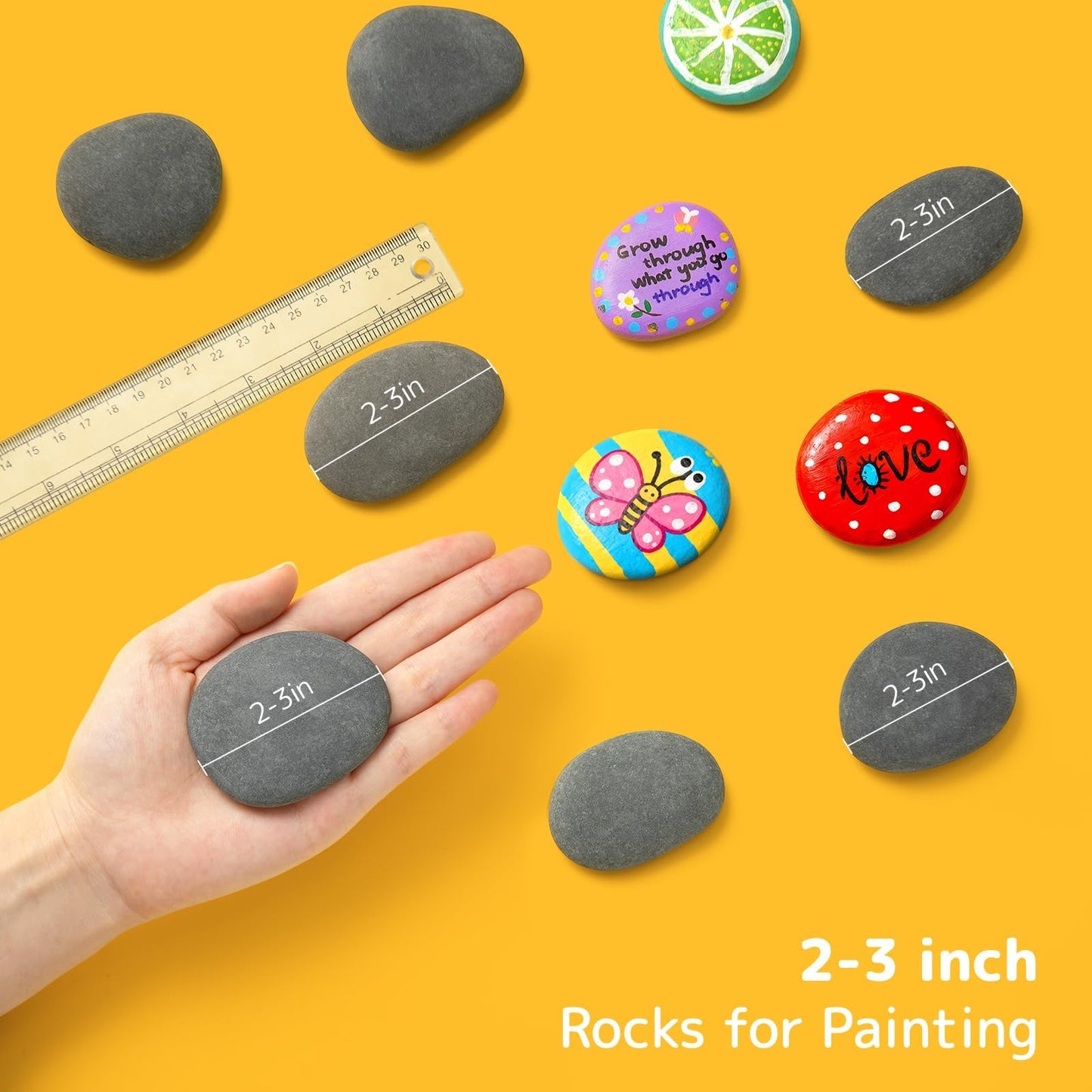 Simetufy 85 Pcs Rocks for Painting, River Rocks to Paint, 2-3" Flat & Smooth Painting Rocks for Crafts, Natural Stones for DIY, Kindness Rocks Garden Decoration