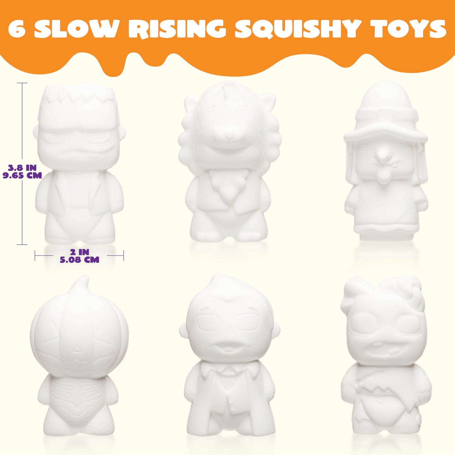 JOYIN Halloween Squishy Toys Coloring Craft Kit with 6 Different Characters, 6 Colors Paints, and 3 Paintbrushes, Art Craft Painting Kit DIY Set Halloween Party Games for Kids Activities Party Favors