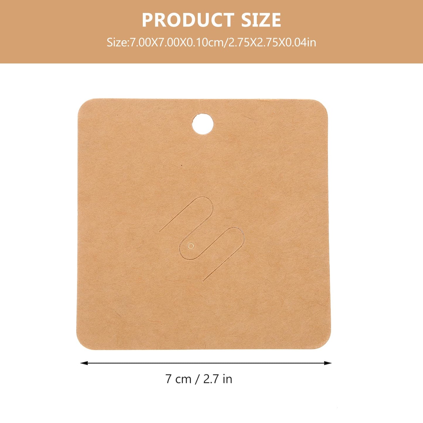 TEHAUX 200pcs Brooch Display Cards for Pins, Hair Clip Display Cards with Pre-Cut Hole, Brown Kraft Paper Earring Cards for Jewelry Hair Accessories Bow Display Organizing and Retail, 2.76X2.76inch