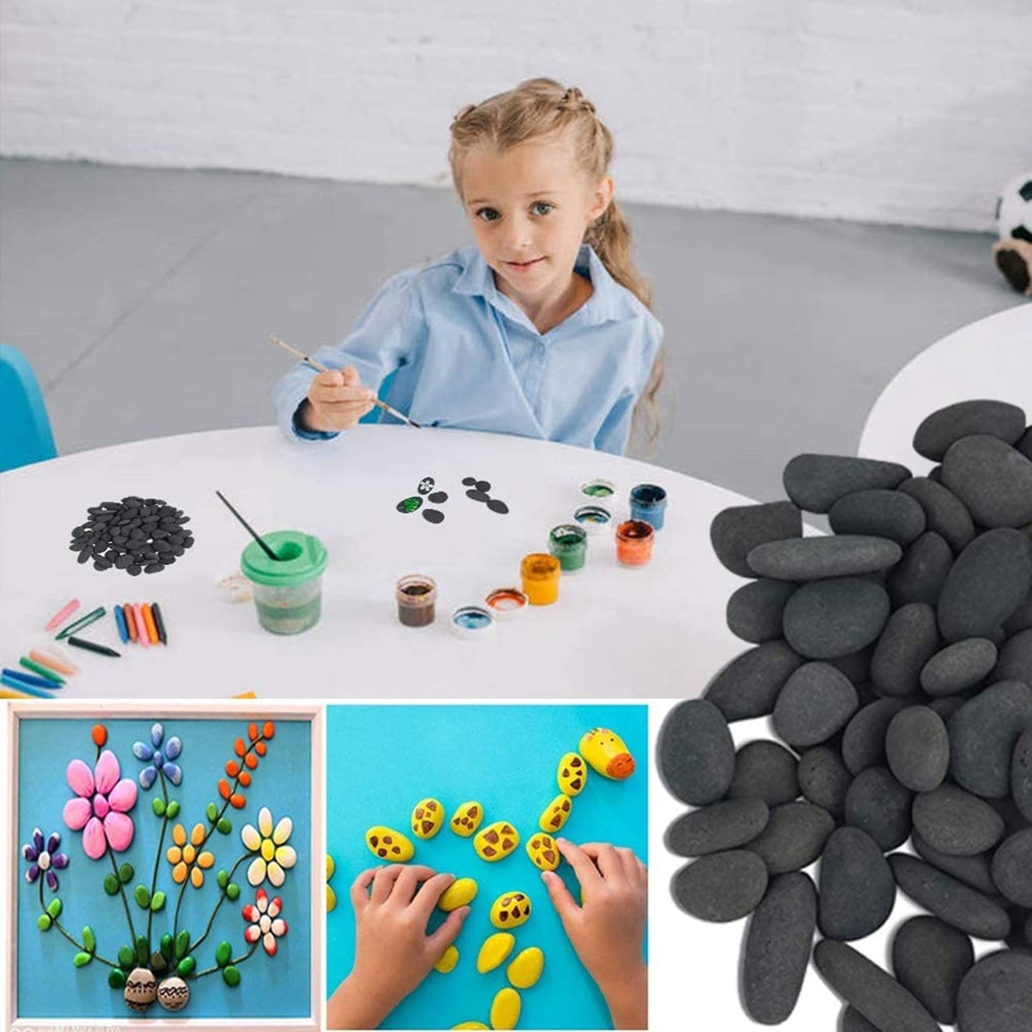 300PCS Tiny Painting Rocks, Meilala DIY Pebble Flat & Smooth Rocks for Arts, Crafts, Decoration, Fish Tank,Garden,Hand Picked Stones for Detail-Painting