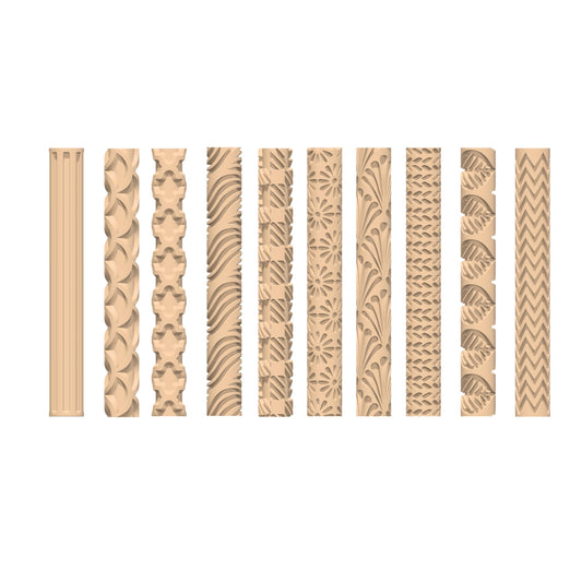 Maiguinzaa Clay Texture Rollers | 10-Pack Plastic Polymer Clay Tools | 5" Length x 0.65" Diameter | Non-Stick Easy Clean Surface for Pottery, Sculpting, DIY Art