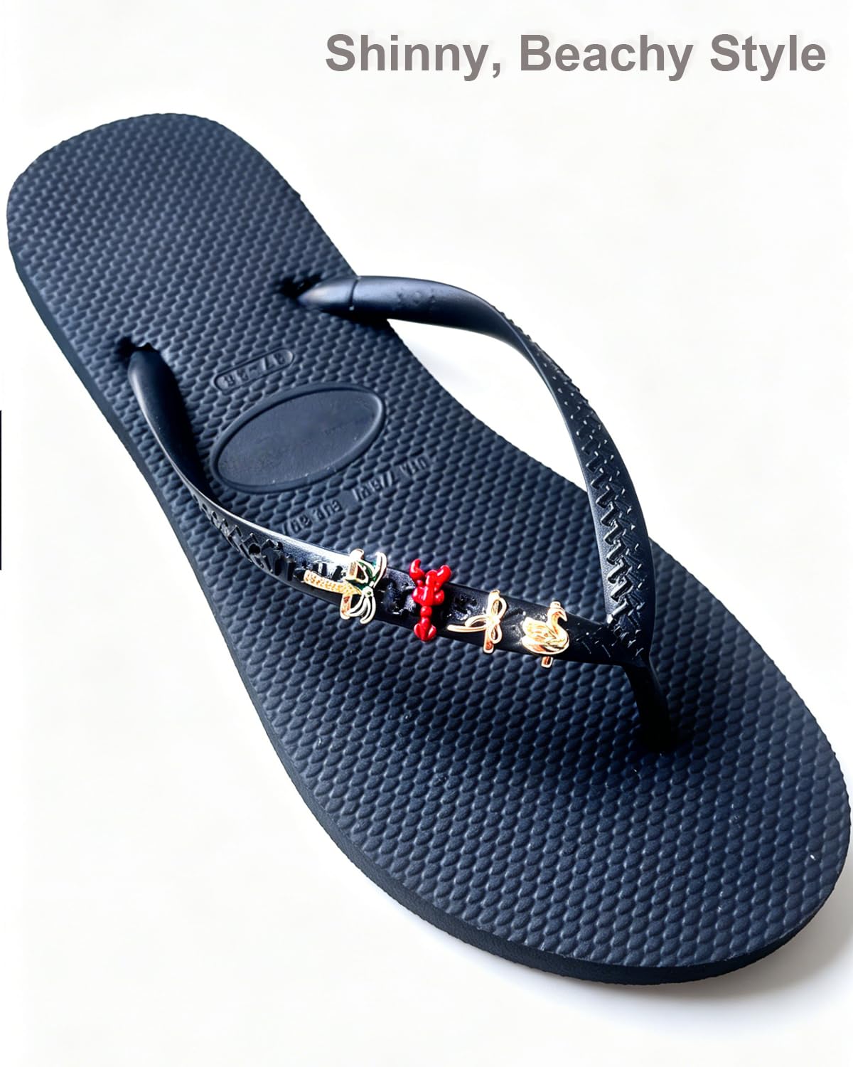 UGNBIRKEN Removable Flip Flops Charms Jewelry, Shoe Jewelry & Slipper Beach Sandal Strap Ornament, Women Fashion Footwear Decoration for Flipflops Summer DIY A