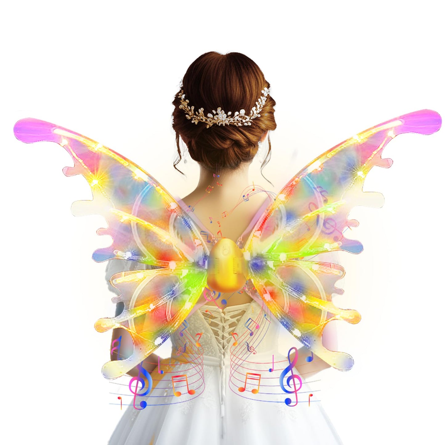 Kvynzz DIY Electric Sparkling Butterfly Wings,Light Up Fairy Wings DIY Toy,Elf Wings Angel Fairy Costumes Cosplay Dress Up Wings Music Lights for Kids Pets (RGB)