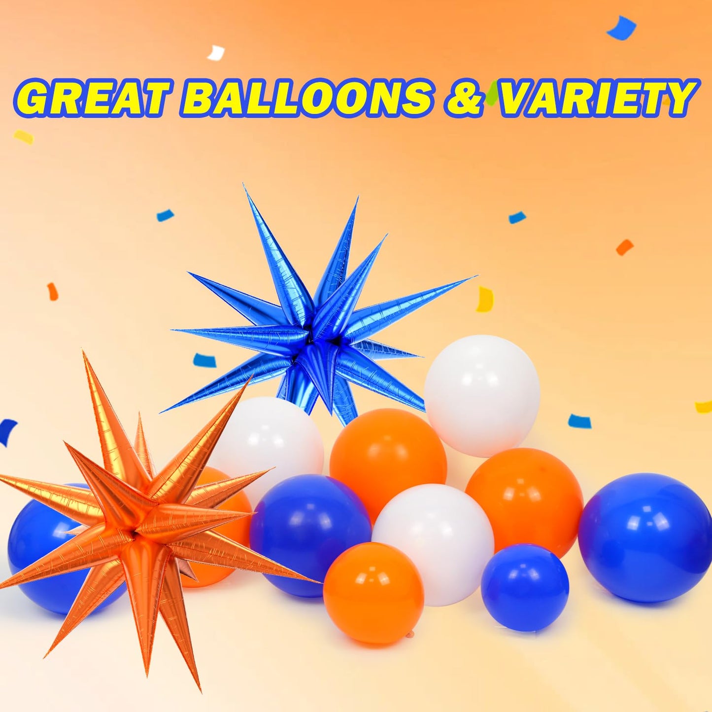 Royal Blue and Orange Balloon Arch Garland Kit with White Orange and Blue Balloons for Baby Shower Birthday Party Decorations