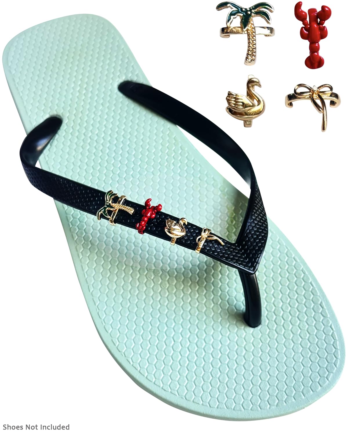 UGNBIRKEN Removable Flip Flops Charms Jewelry, Shoe Jewelry & Slipper Beach Sandal Strap Ornament, Women Fashion Footwear Decoration for Flipflops Summer DIY A