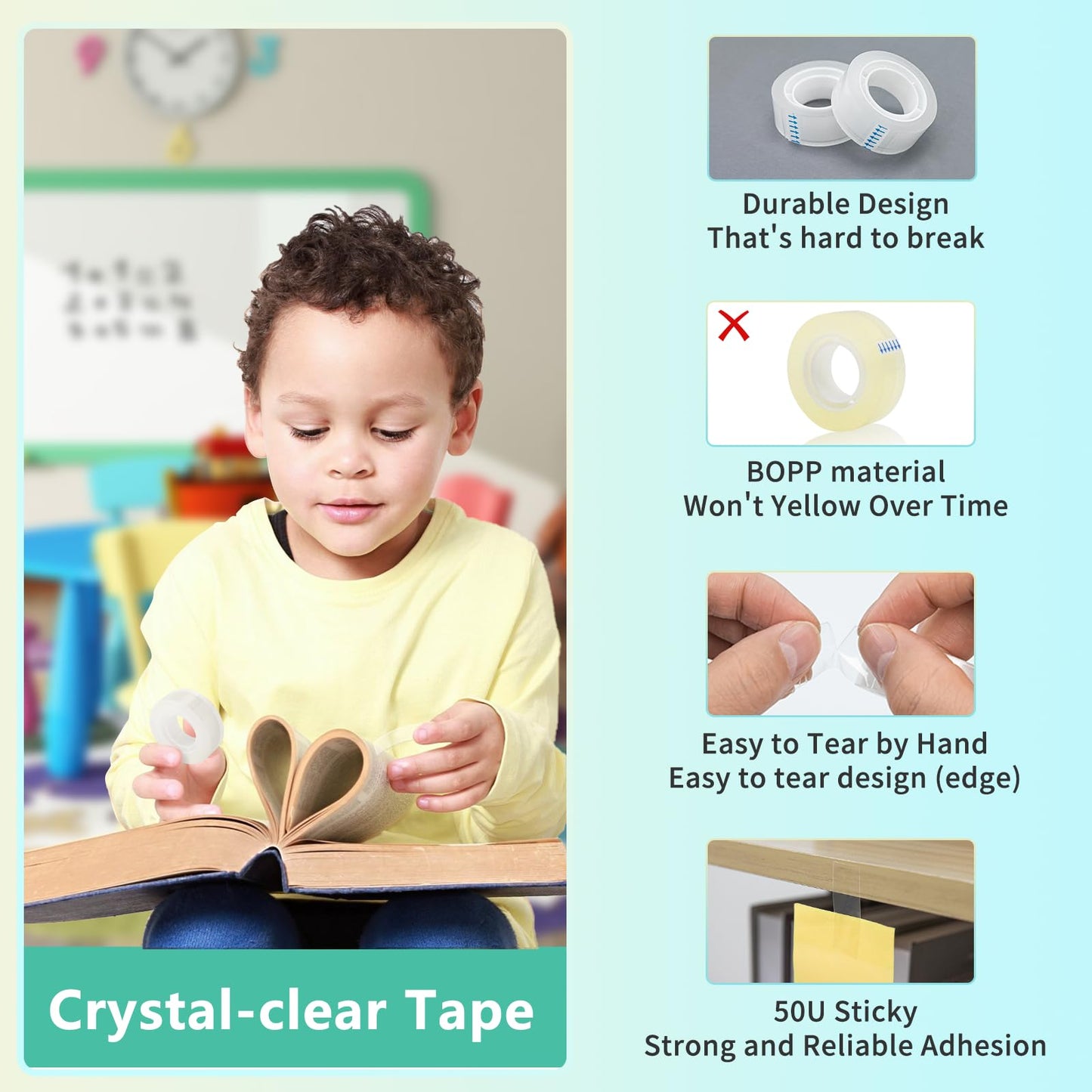 OWLKELA 24 Rolls Transparent Tape Refills, Clear Tape, All-Purpose Transparent Glossy Tape for Office, Home, School