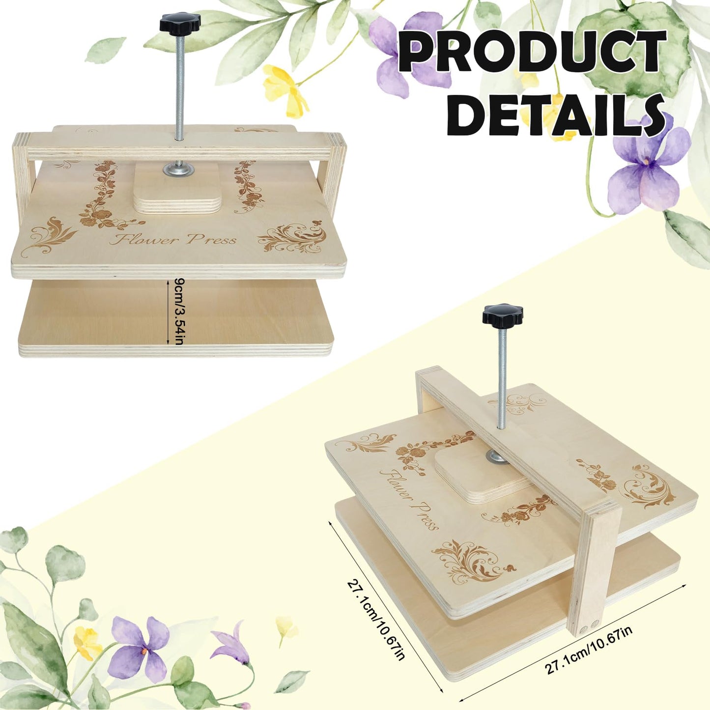 Stranthother 10pcs Extra Large Wood Flower Press Kit 10.8 * 10.8 Inch Flower Plant Preservation Kit Plant Press Kits for Kids and Adults Plant Lover Gifts, DIY Arts and Craft Kit