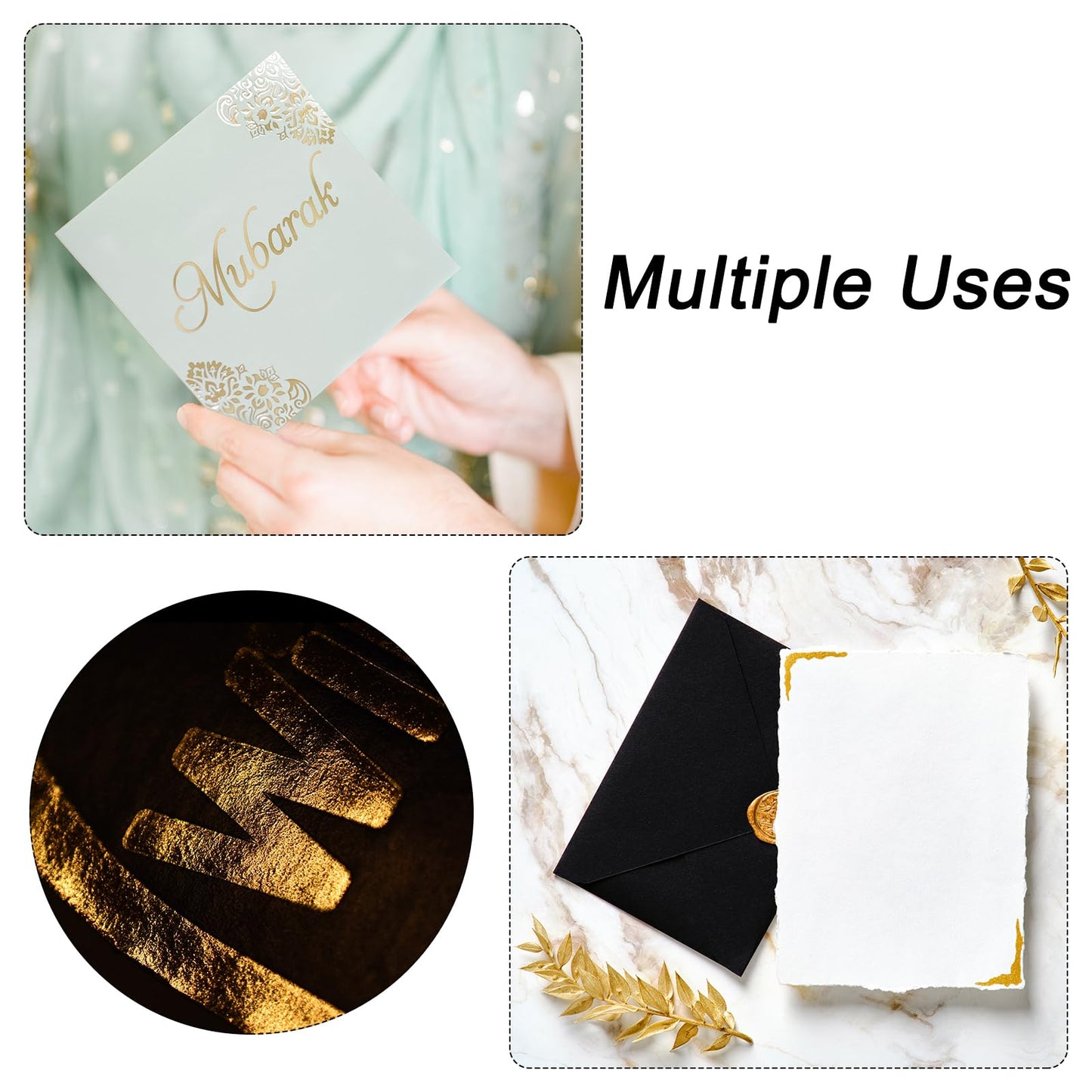 MECCANIXITY 100 Pack Toner Reactive Foil,Deco Foil Transfer Sheets 8.5"x11" A4 Hot Foil Paper for Laser Printer Scrapbooking Heat Transfer DIY Craft,Matte Gold
