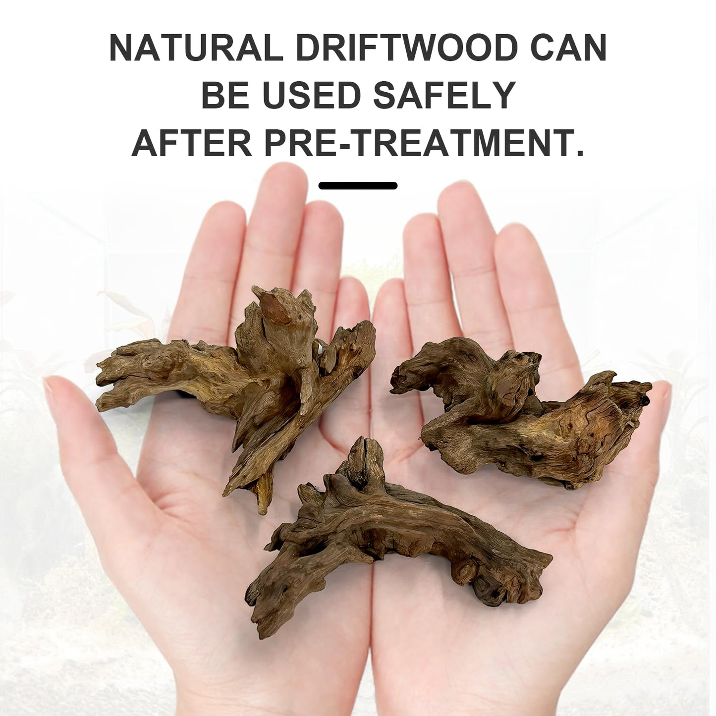 Obantrsz Aquarium Driftwood Decor Set - 1 Anubias Resin Model & 3Pcs Small Natural Driftwood 2-4 inch for Aquascaping, Fish Tank Landscape Design